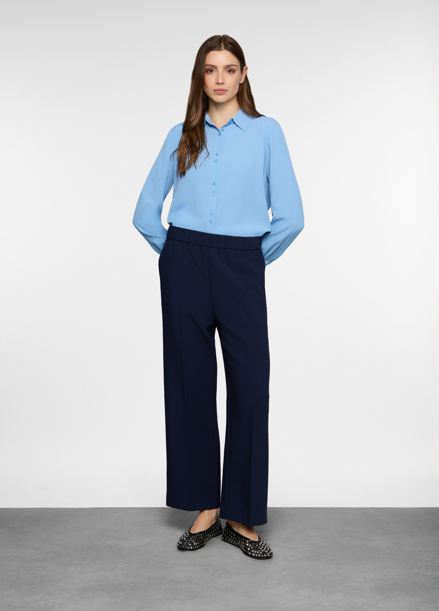 Pantaloni comfort fit misto viscosa donna_0