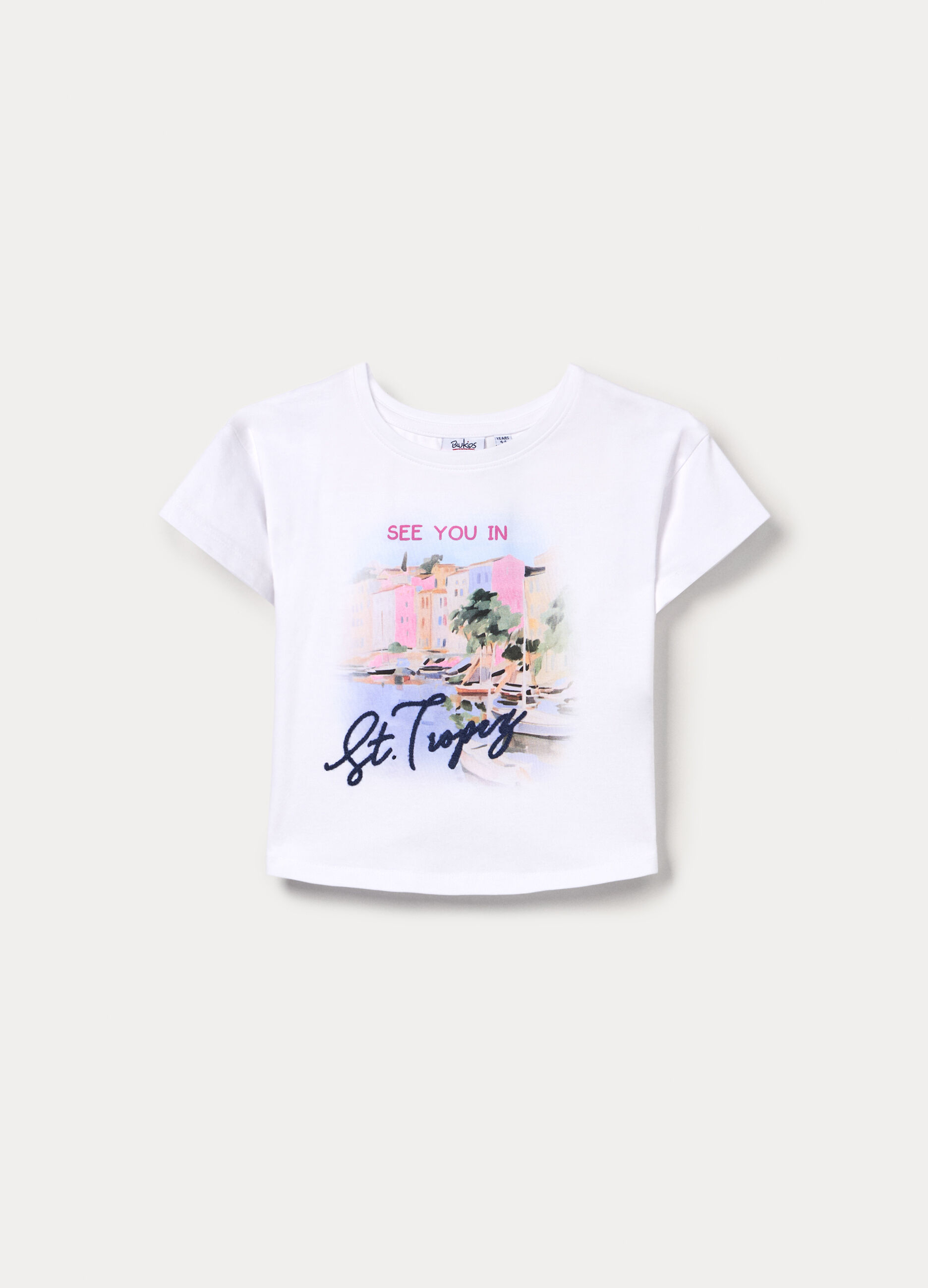 T-shirt in jersey di cotone stretch bambina_0