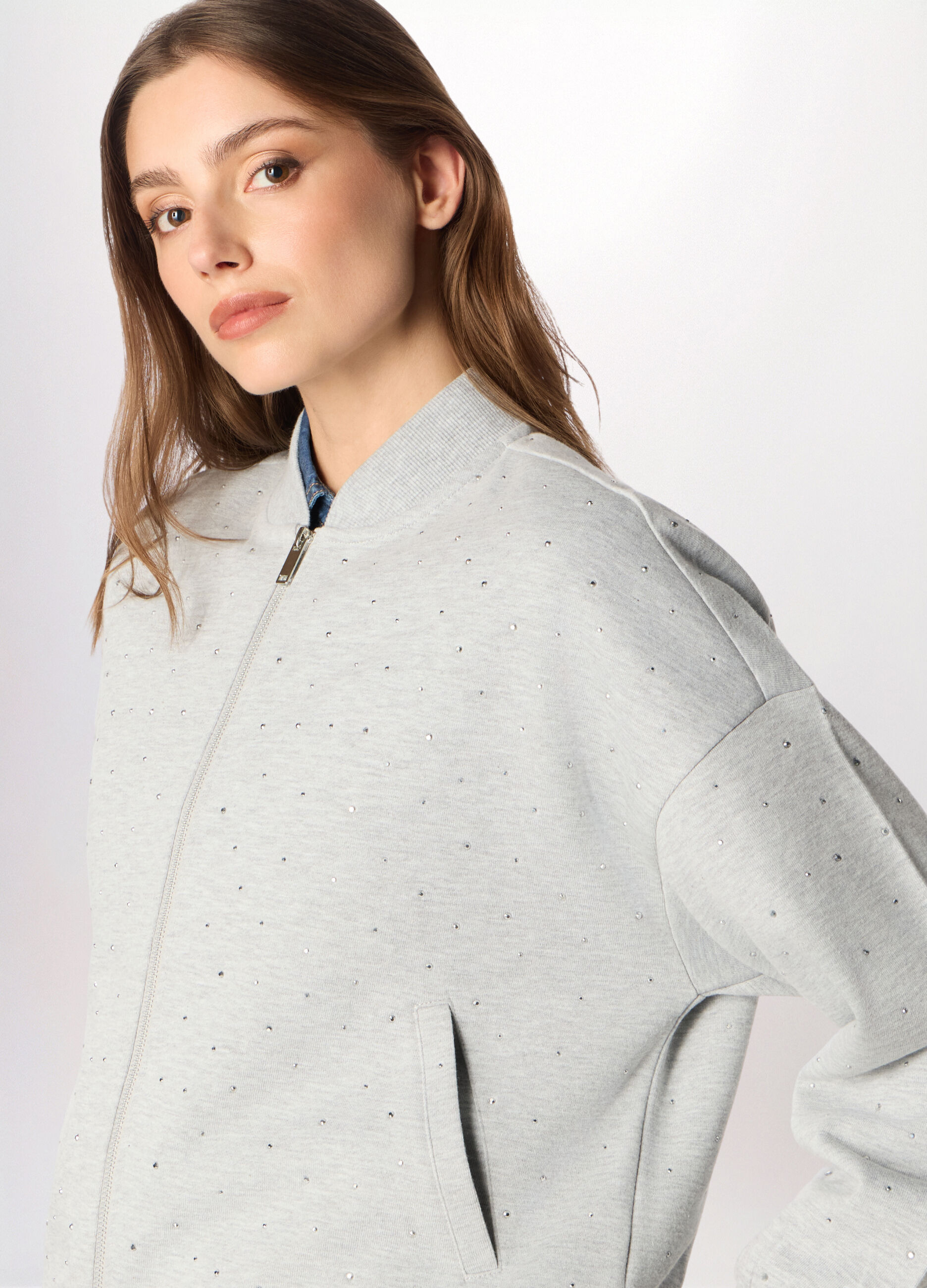 Bomber in interlock di cotone stretch donna_2