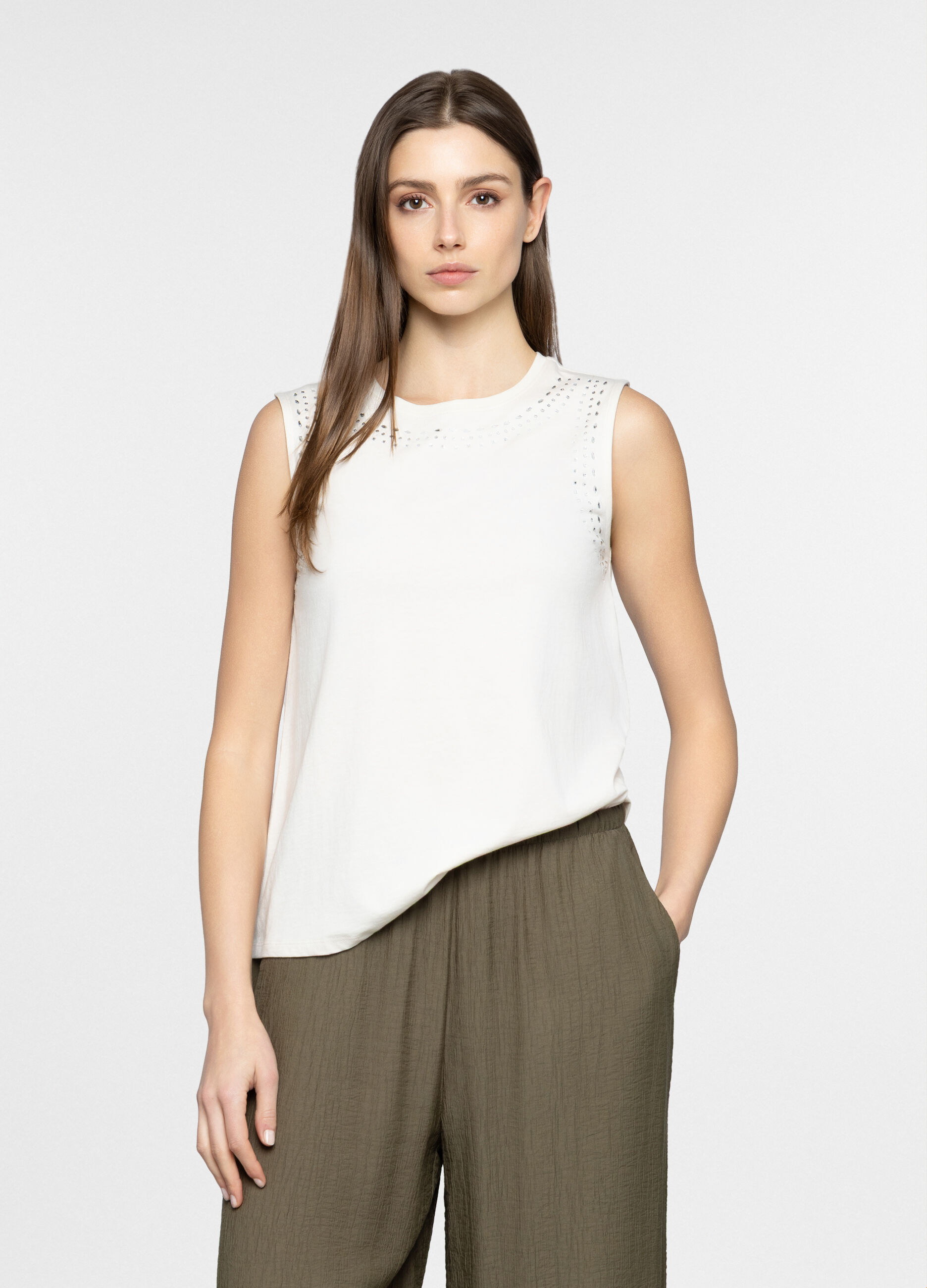 Canotta girocollo in jersey donna_0