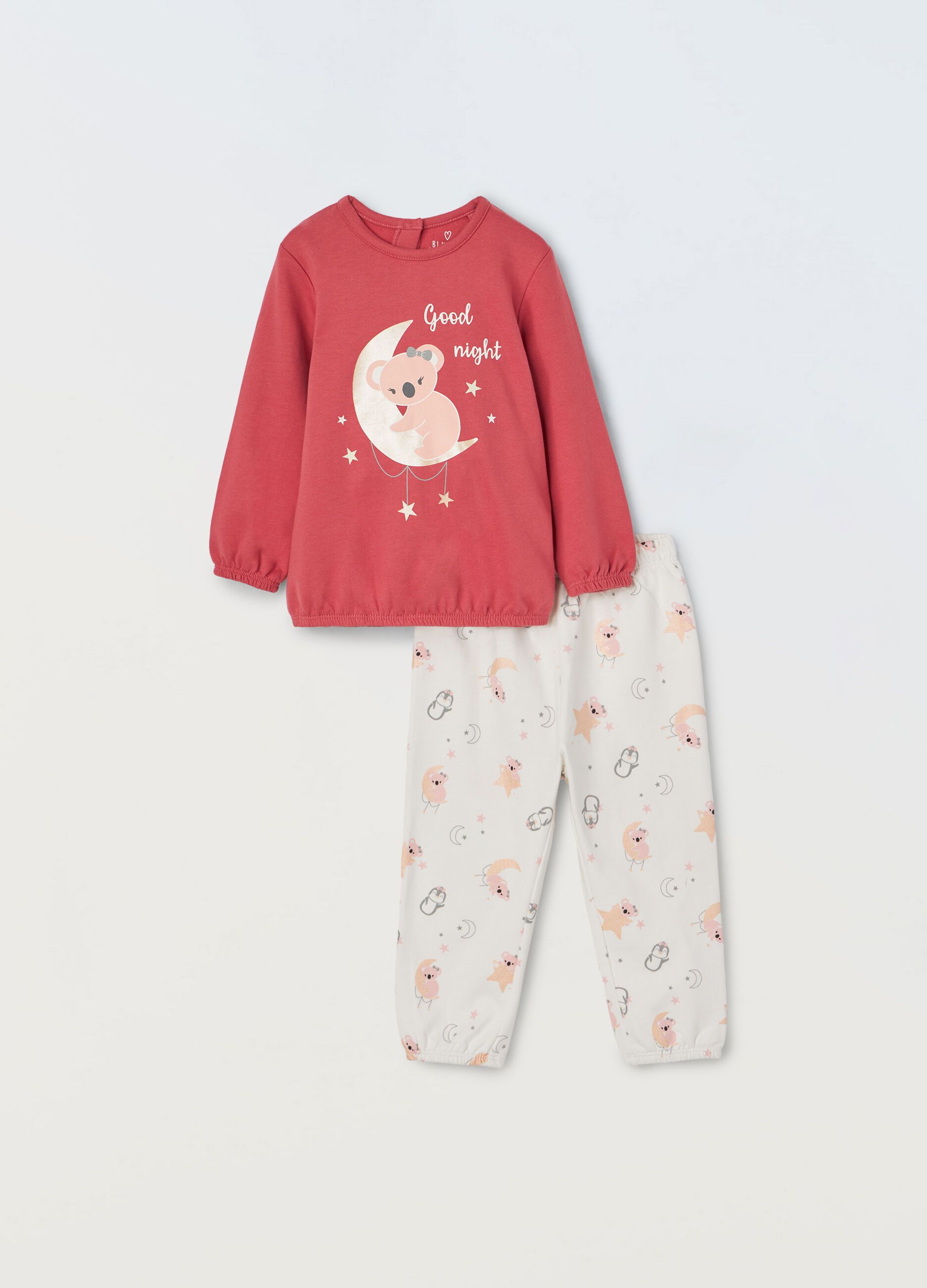 Set pigiama lungo in puro cotone fleece neonata_0
