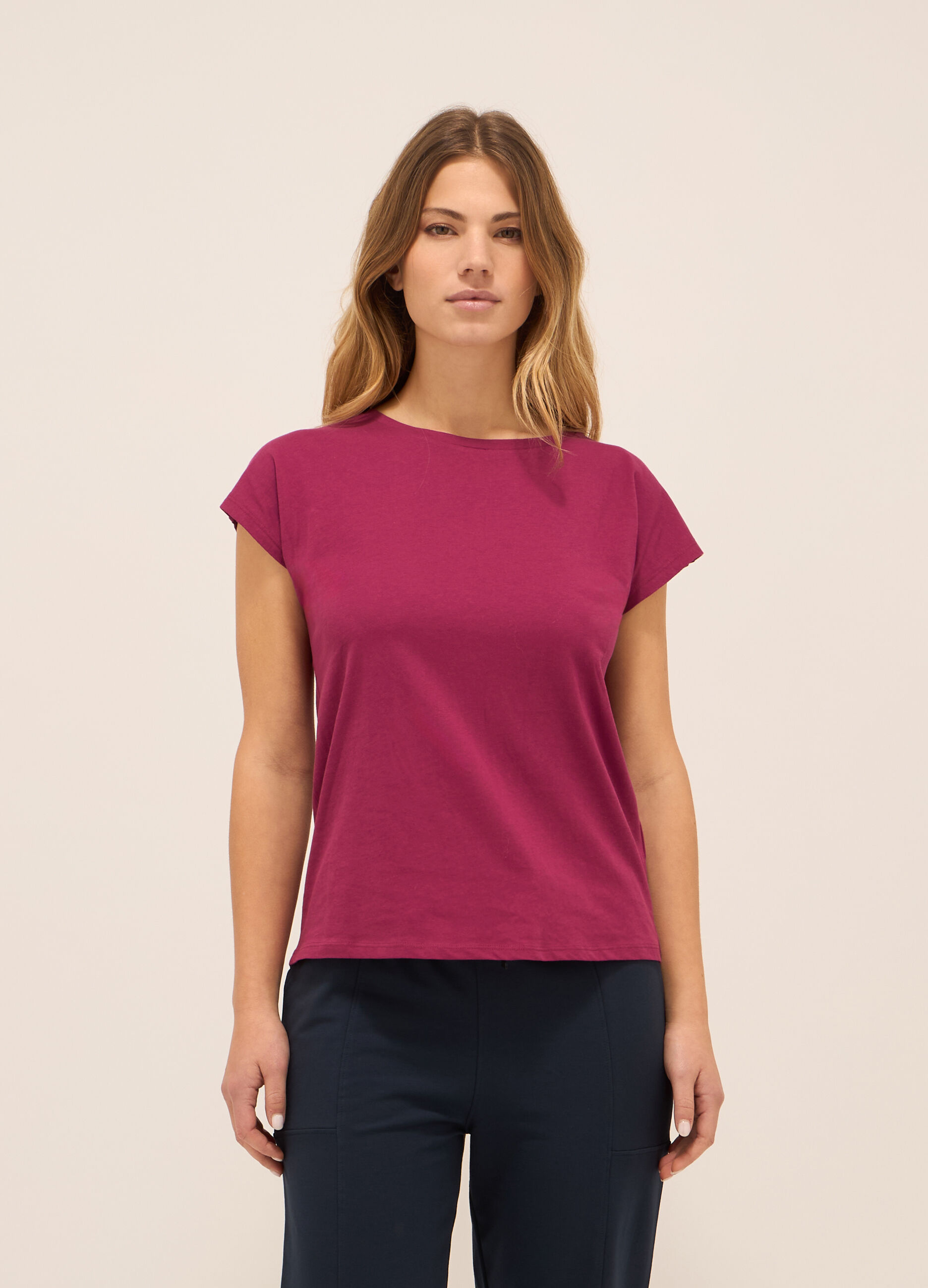 T-shirt in jersey di puro cotone donna_0