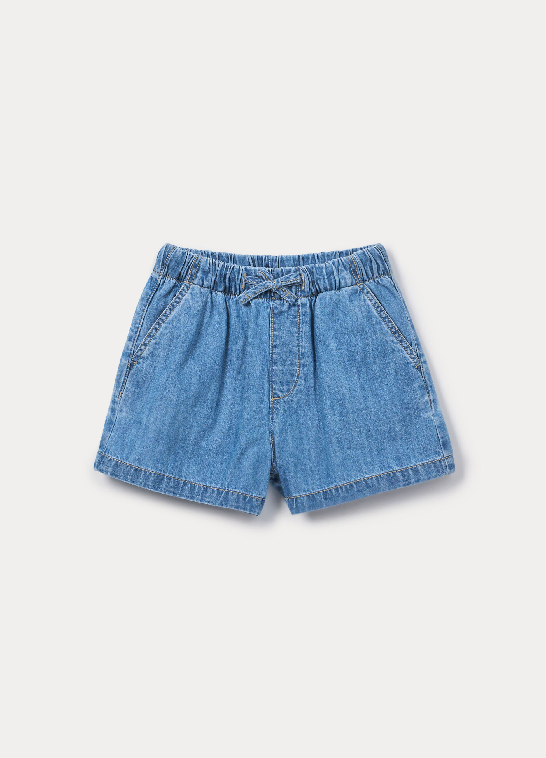 Shorts in denim di puro cotone ragazza_0