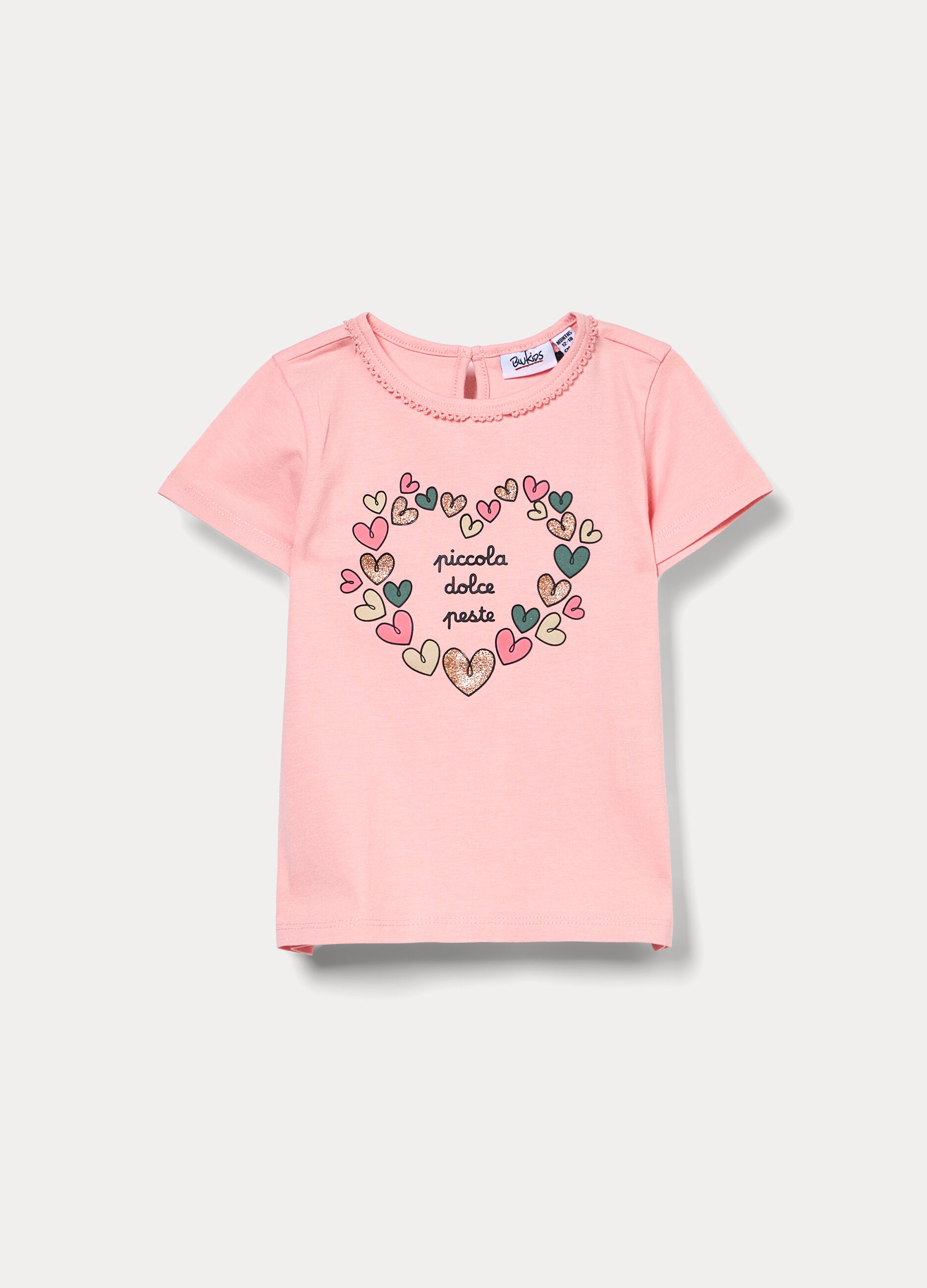 T-shirt girocollo in jersey di cotone stretch bimba_0