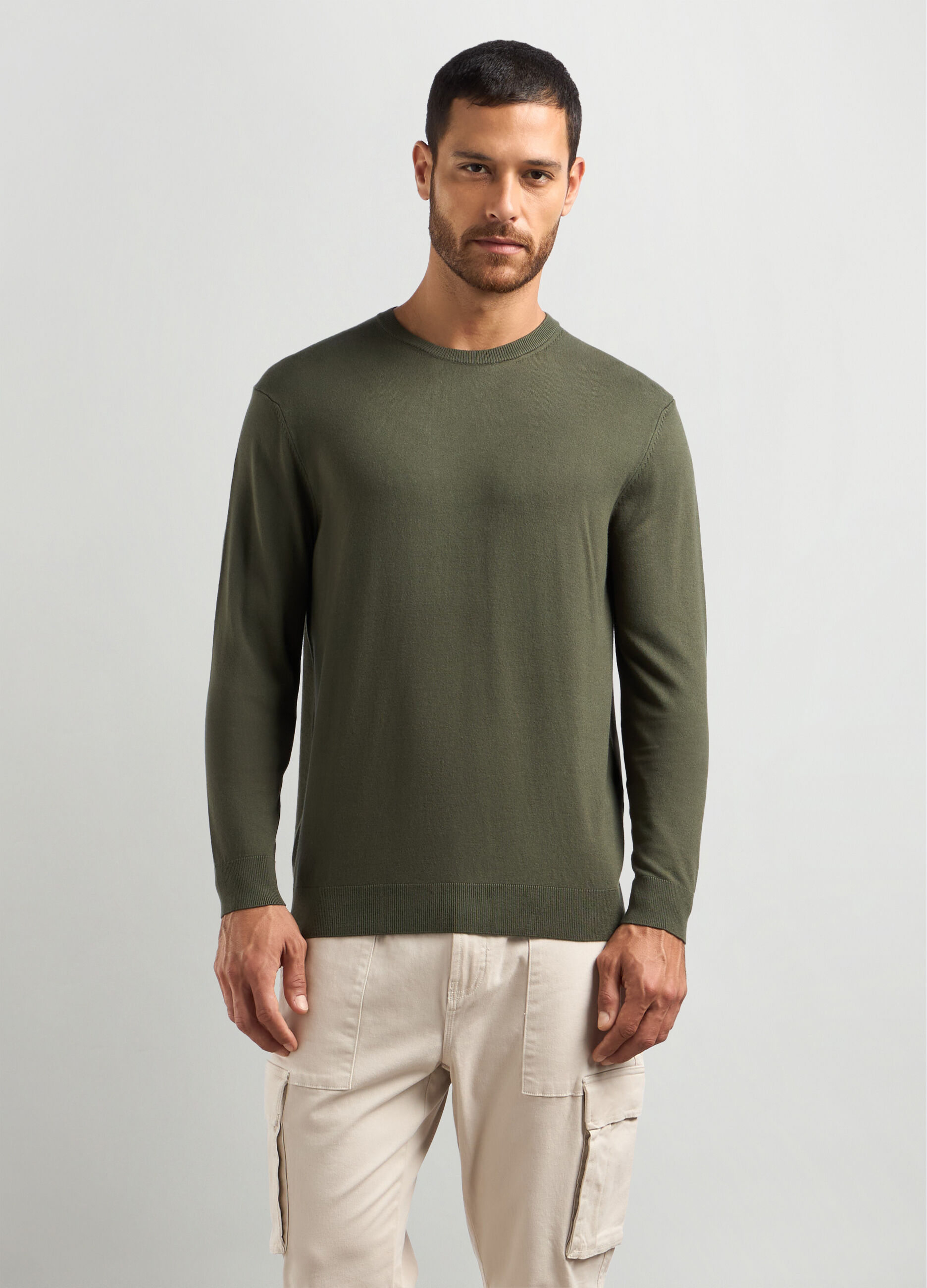 Maglione girocollo maglia rasata uomo_0