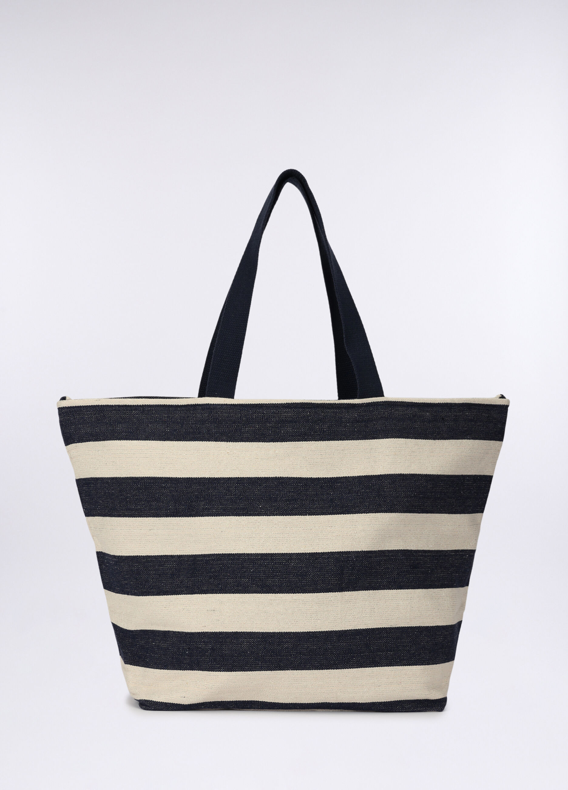 Borsa mare in cotone rigato donna_0