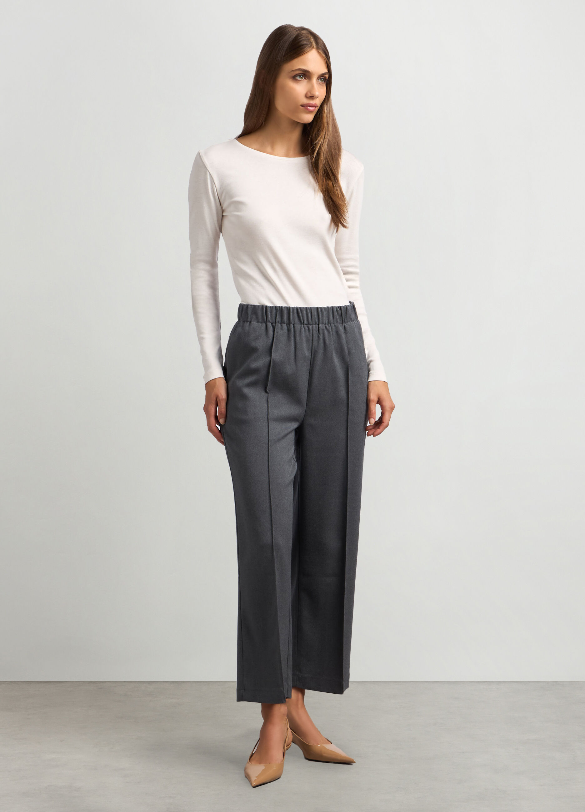 Pantaloni in misto viscosa stretch donna_0