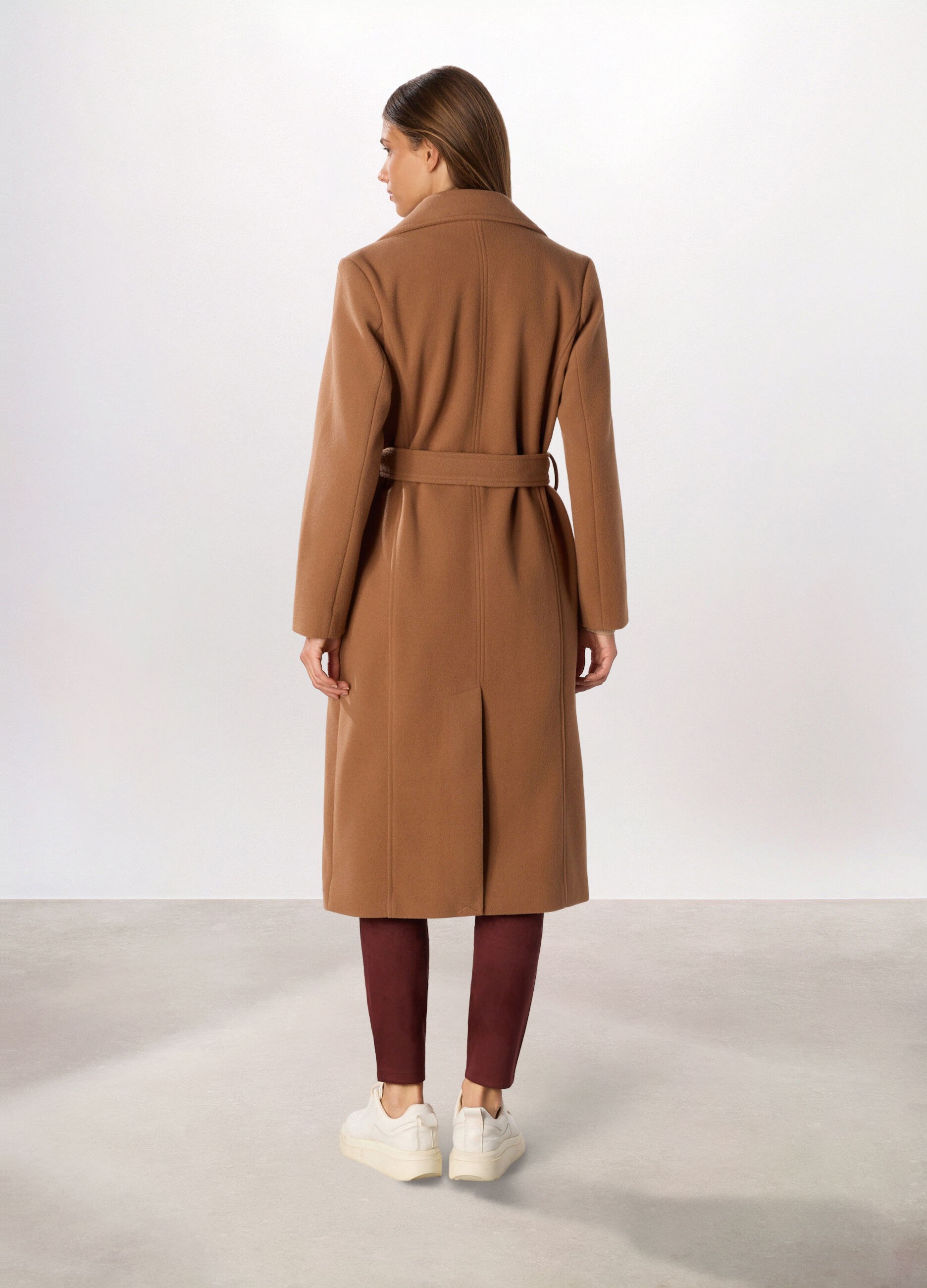 Cappotto lungo con collo revers donna_1