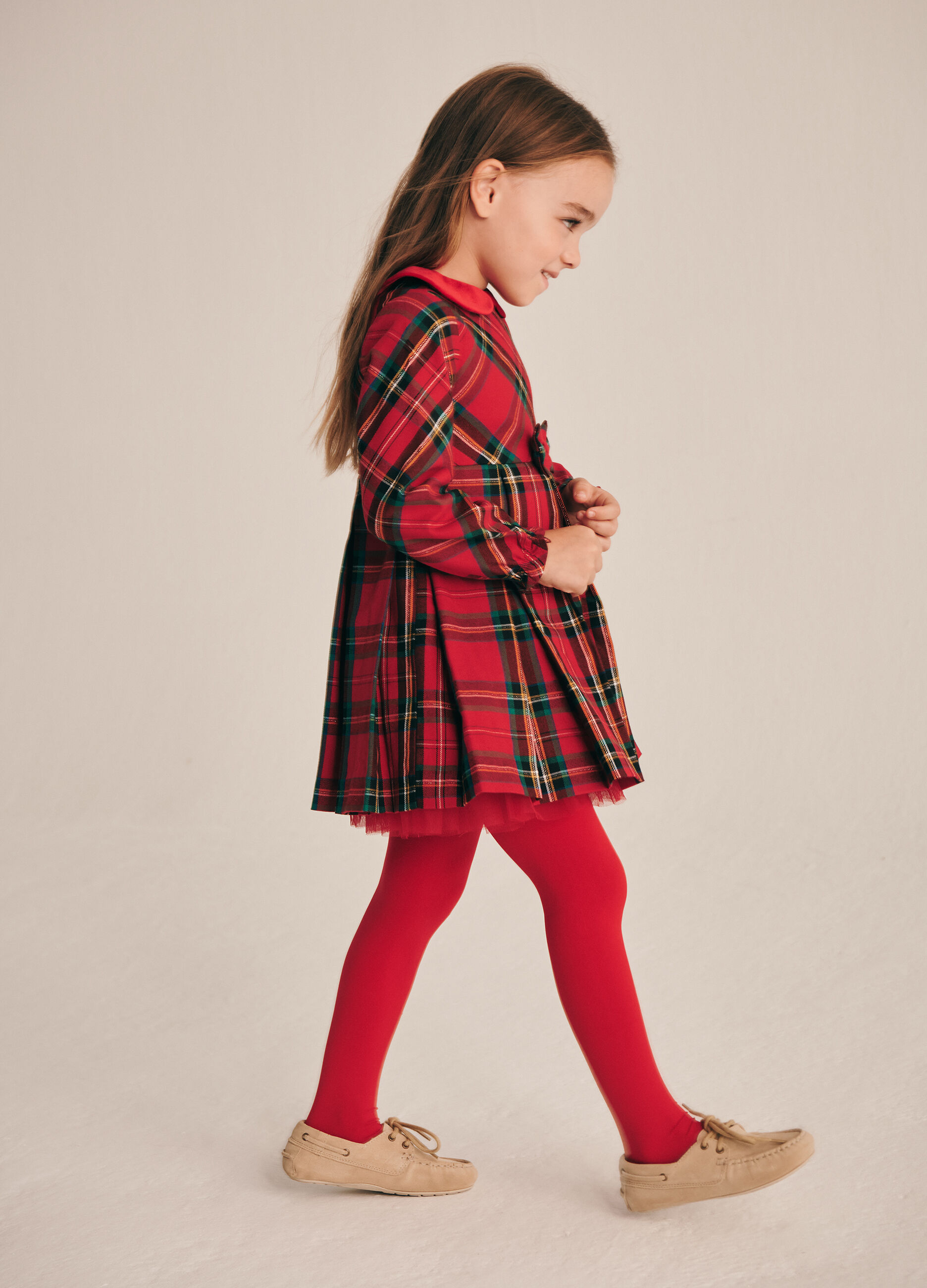 Abito rosso scozzese per bambina_3