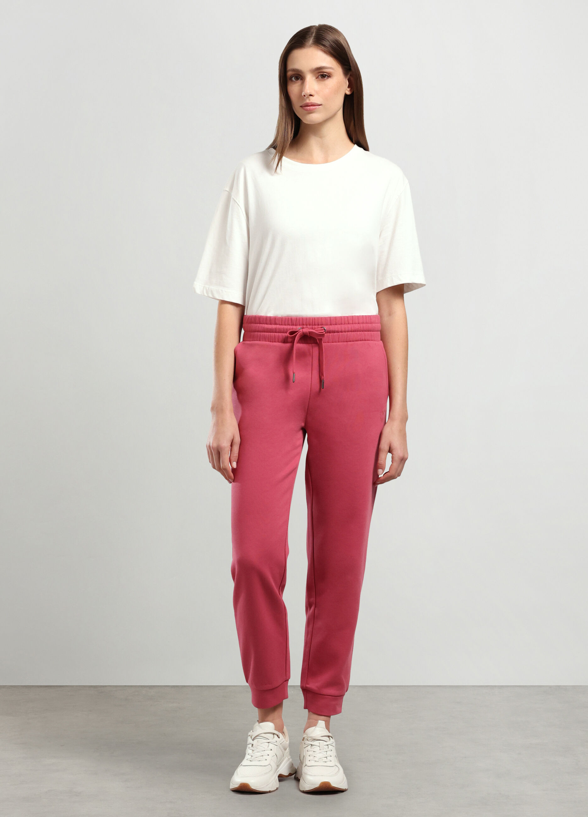 Jogger in felpa di misto cotone donna_0