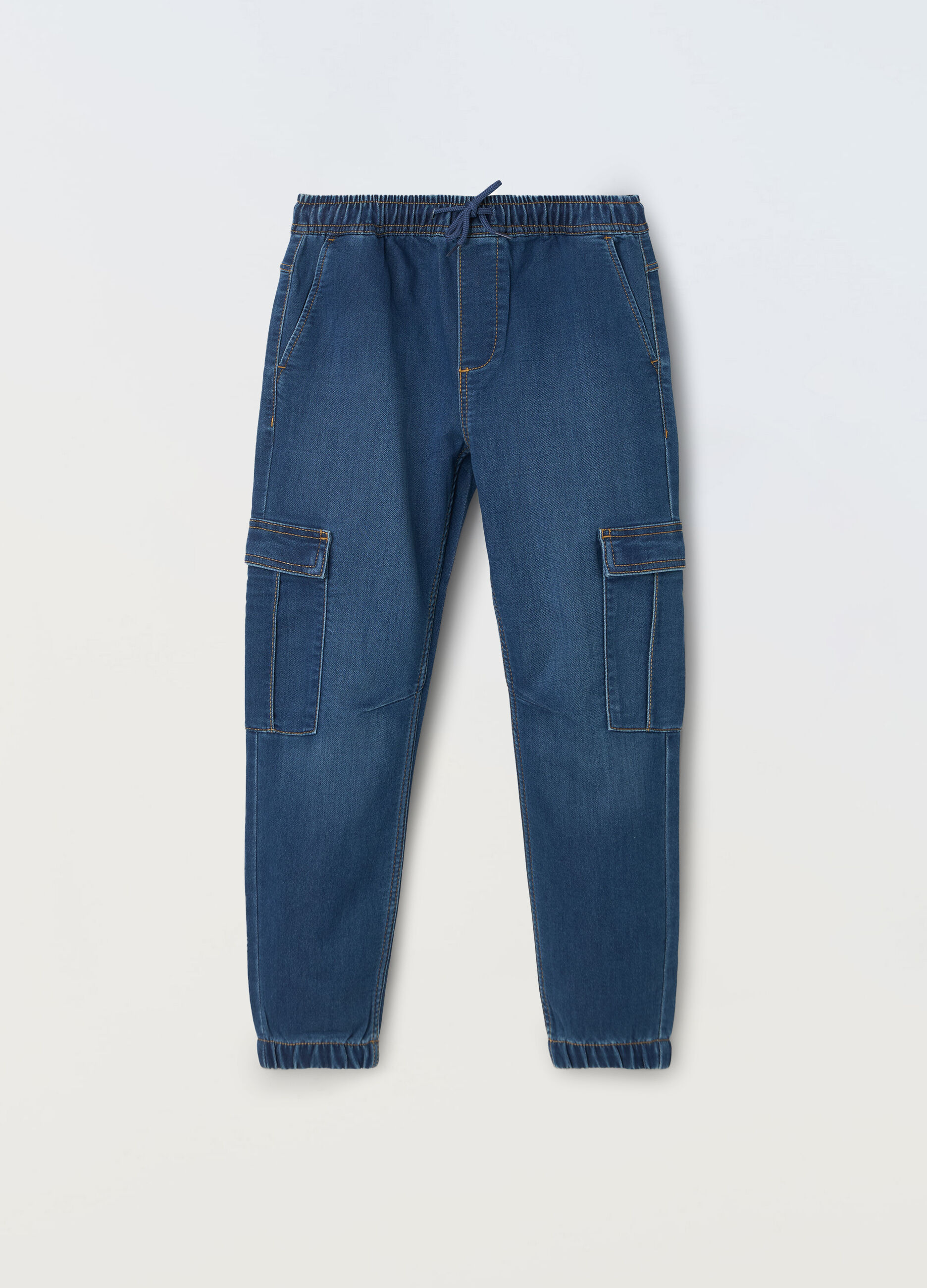Joggers cargo in denim ragazzo_0