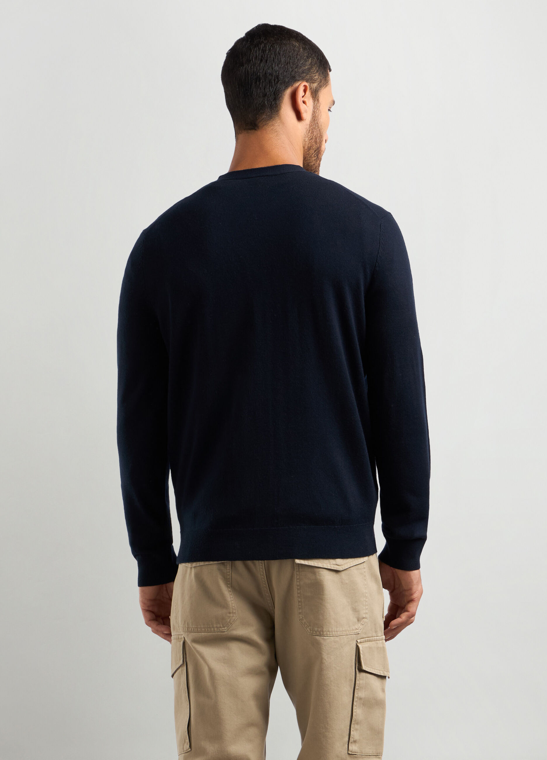 Cardigan collo a V maglia rasata uomo_1