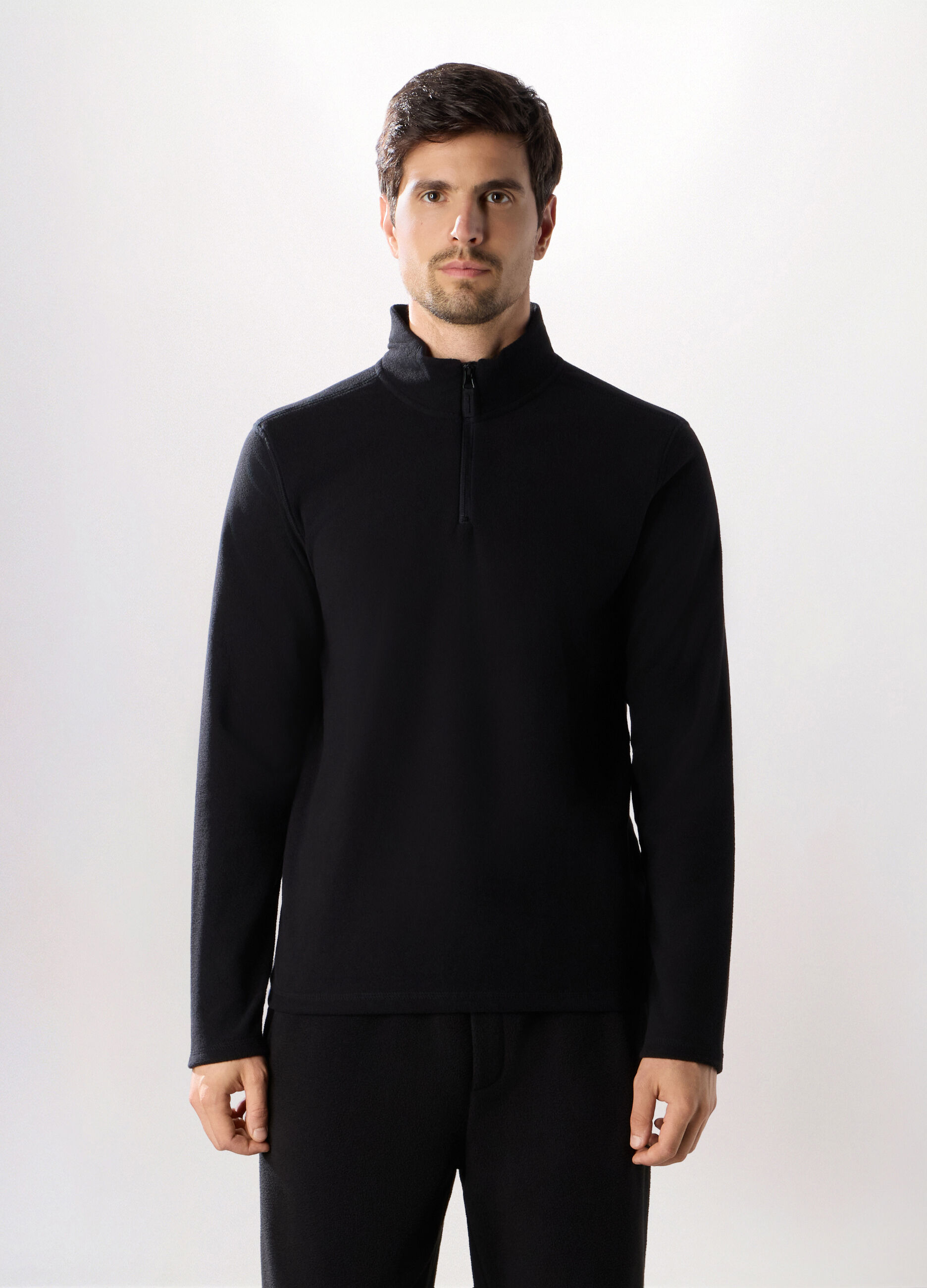 Lupetto con zip in pile uomo_0