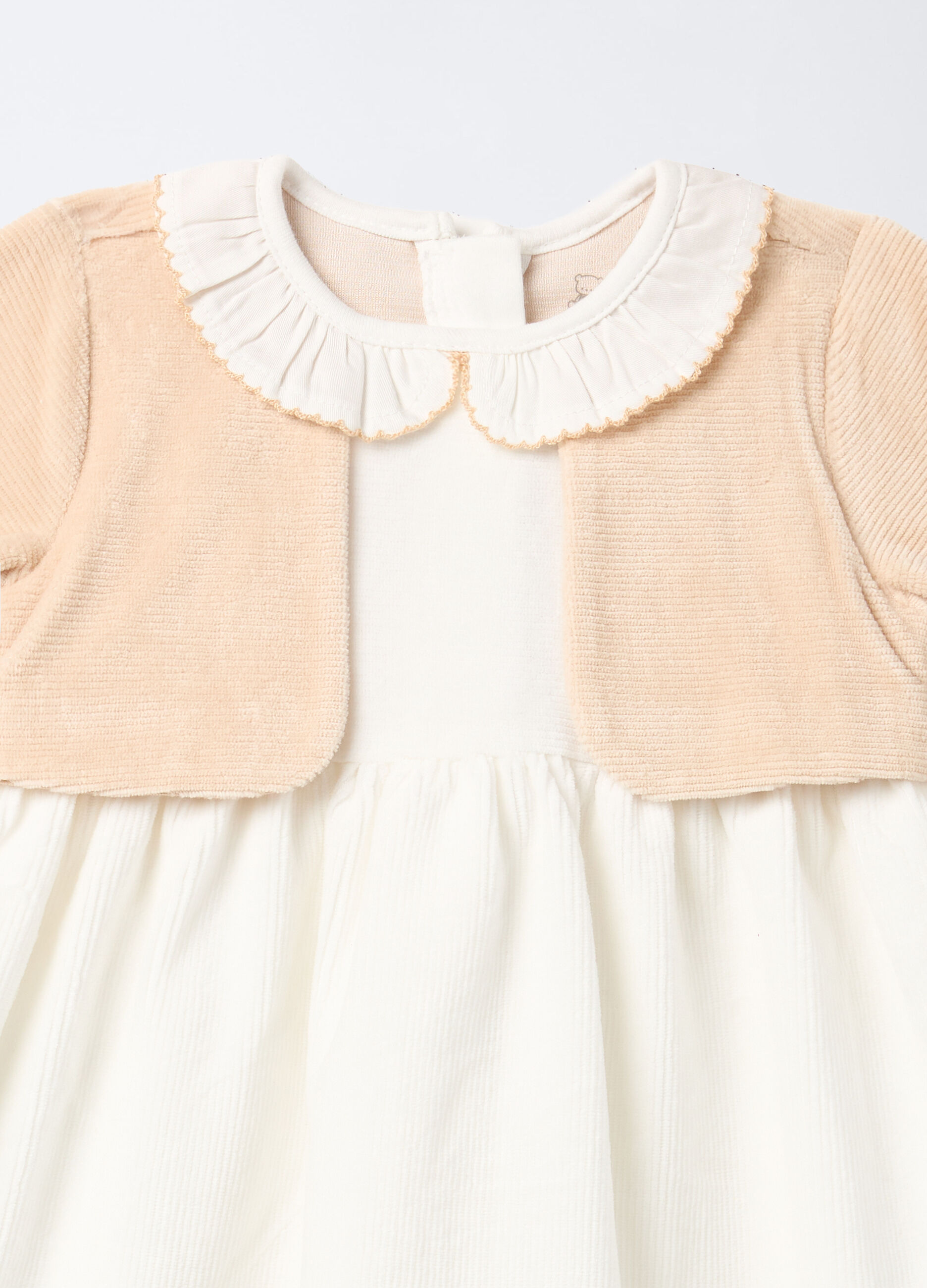 Vestito in misto cotone velour neonata_2