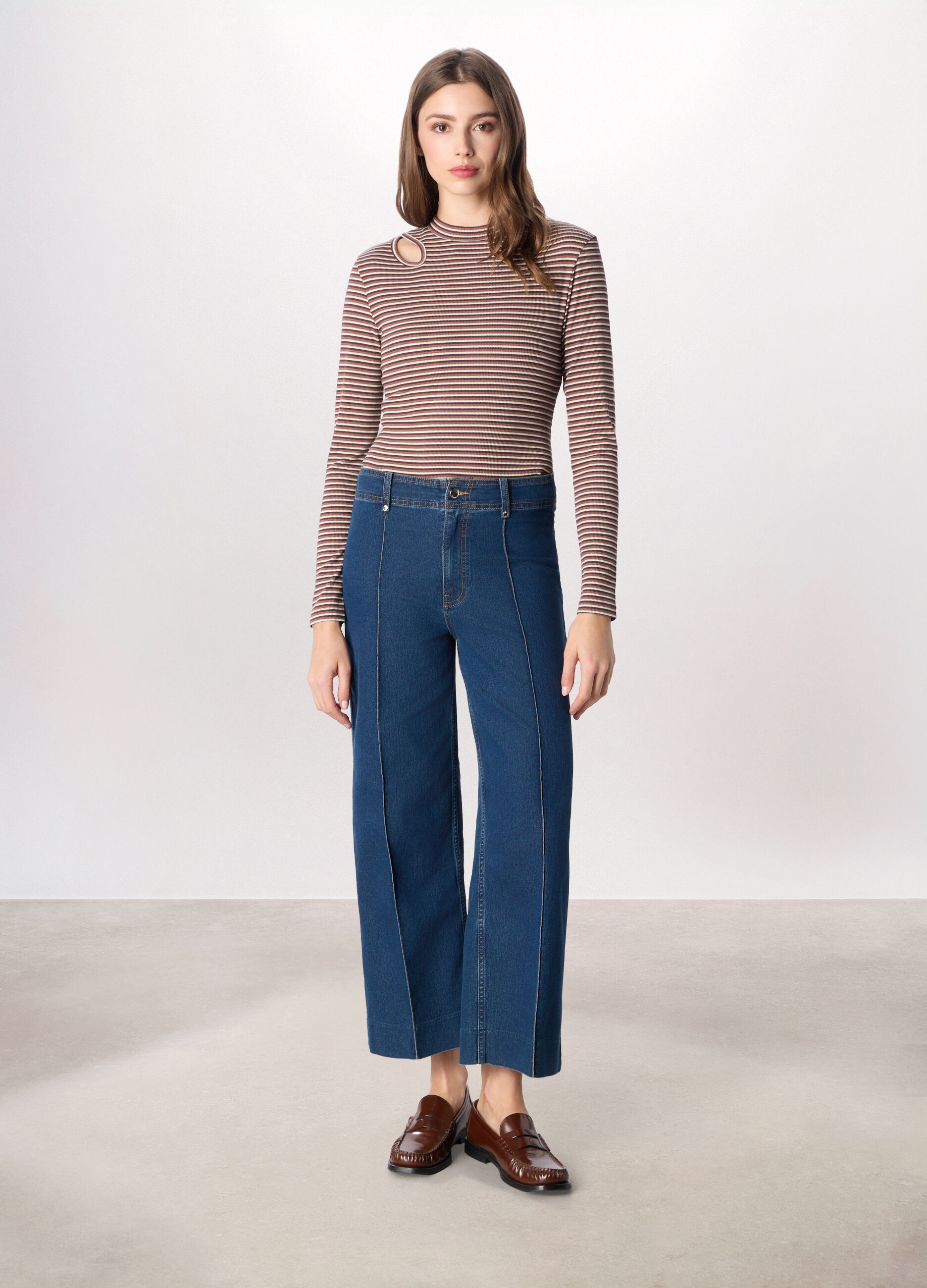 Pantaloni in denim di cotone stretch donna_0