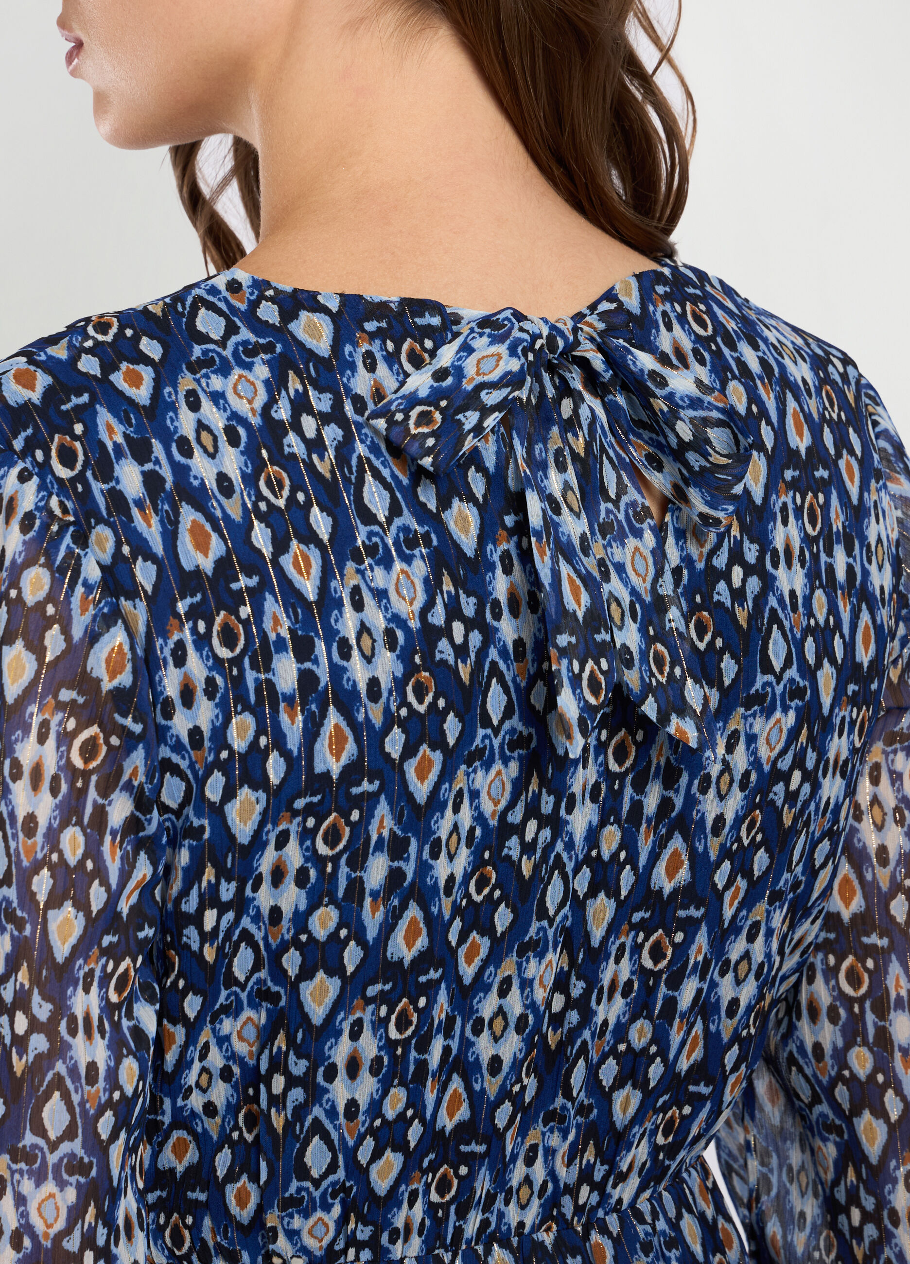 Abito lungo chiffon con stampa donna_2