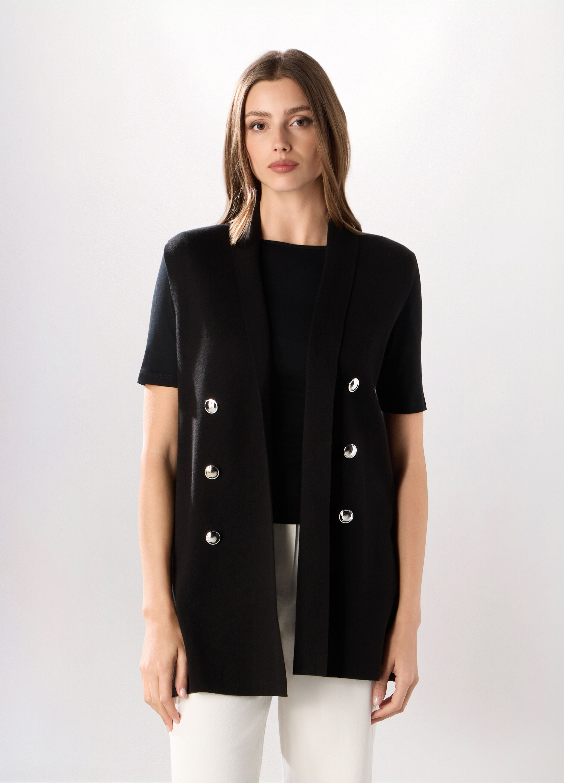 Gilet in tricot di misto cotone donna_0