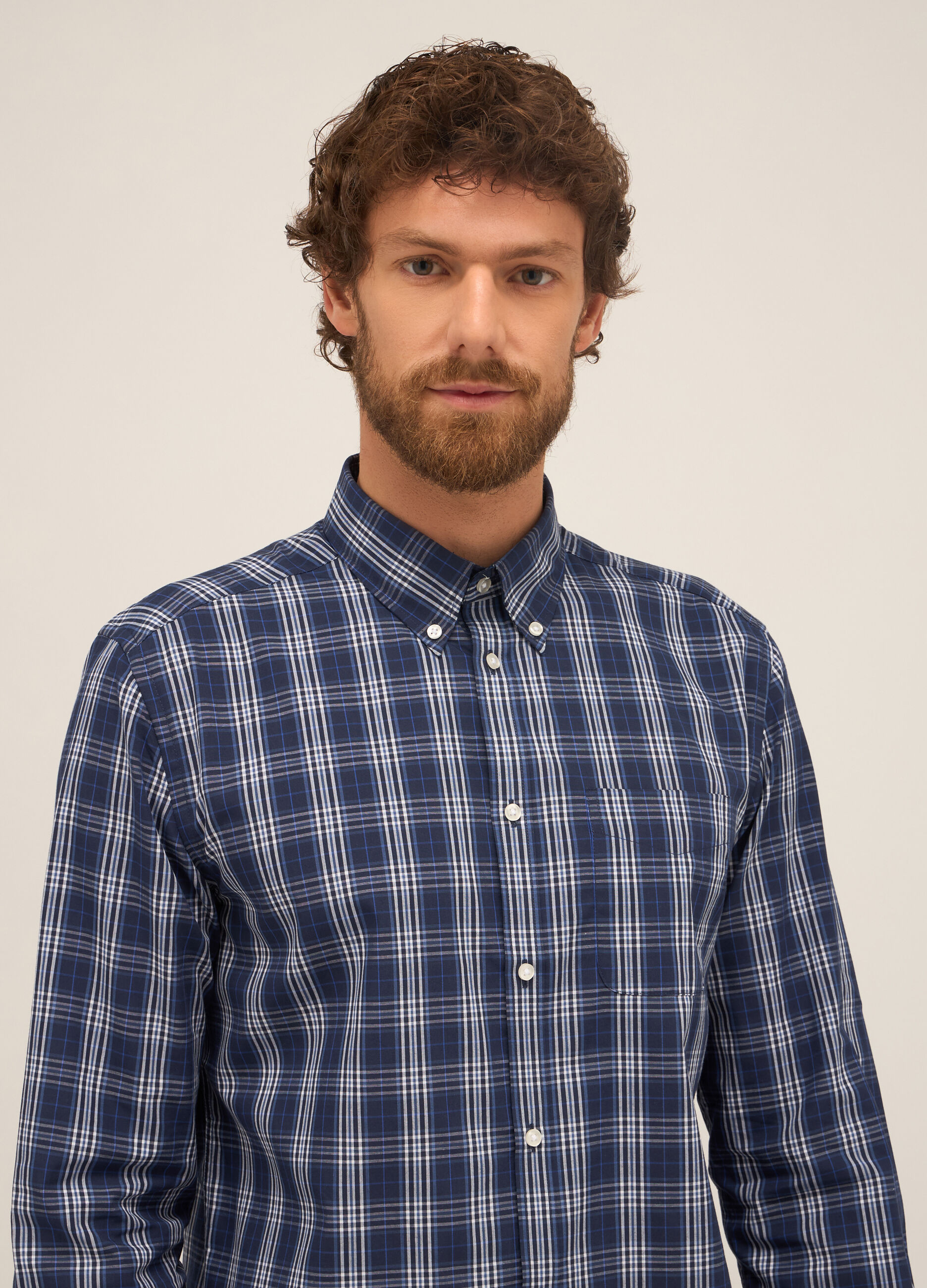 Camicia regular fit button-down in misto cotone uomo