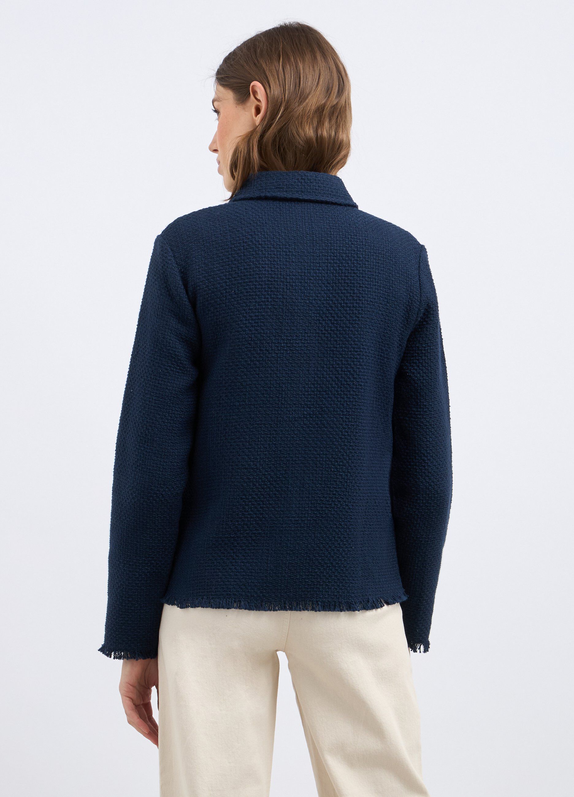Giacca camicia in puro cotone bouclé donna_1