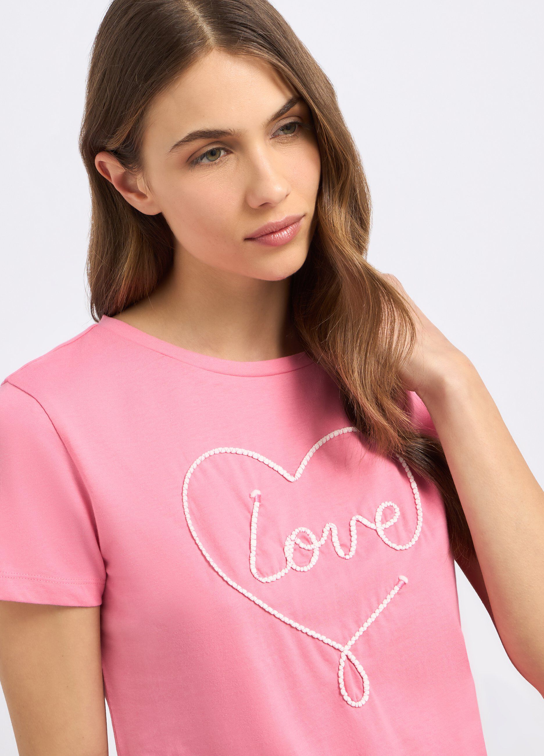 T-shirt in puro cotone con ricamo donna_2