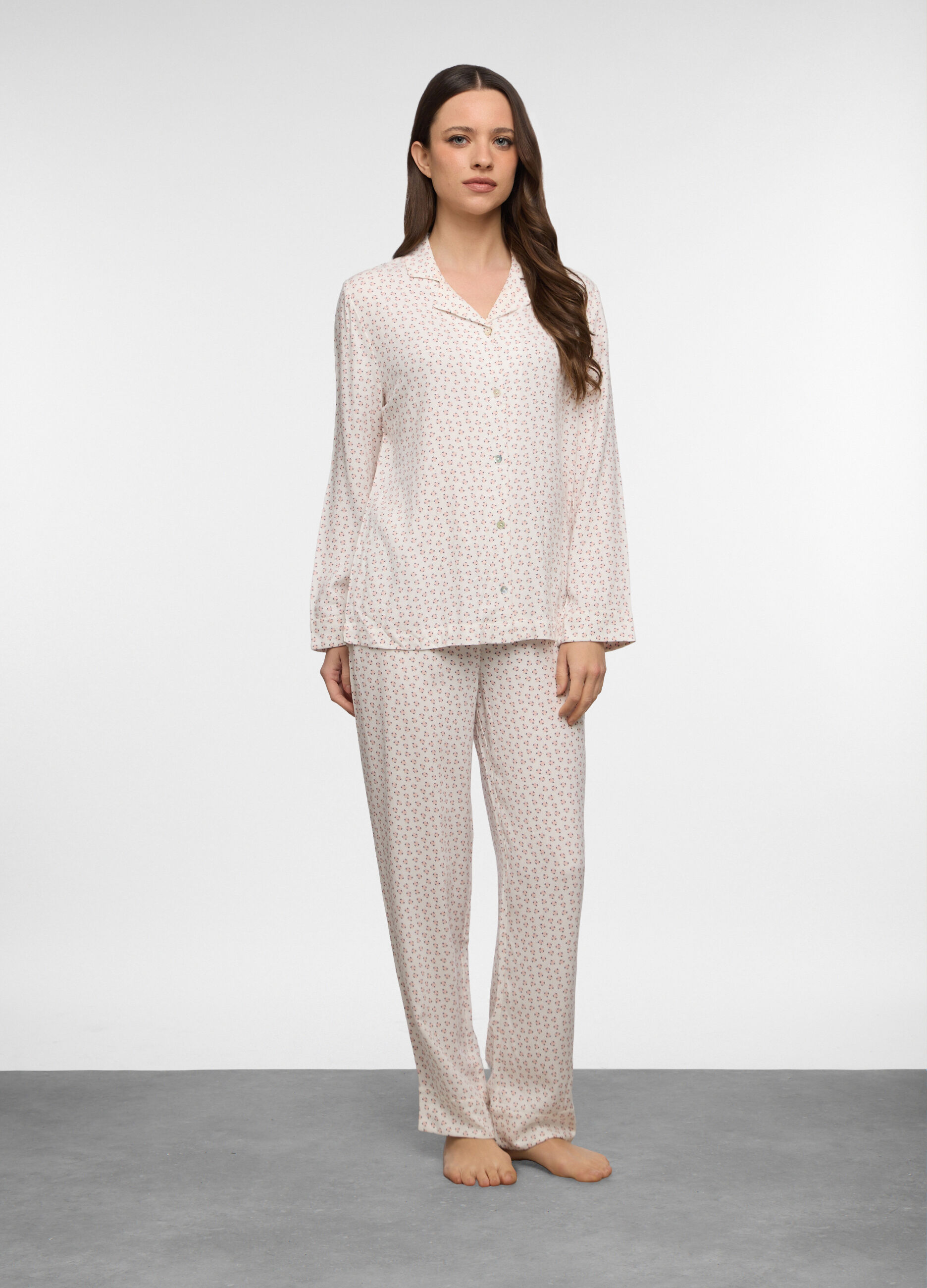 Set pigiama lungo in twill di pura viscosa donna