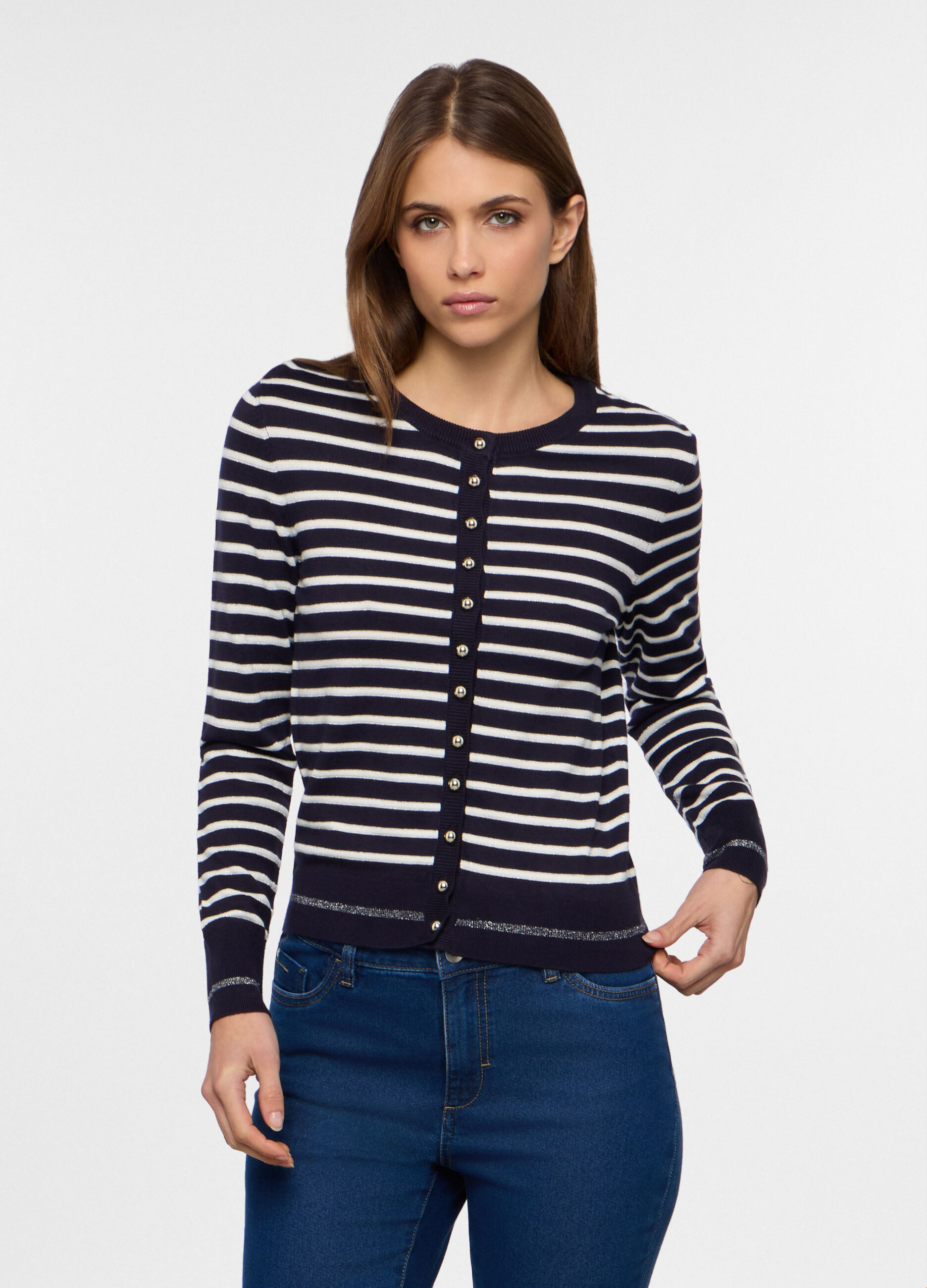 Cardigan girocollo rasato donna_0