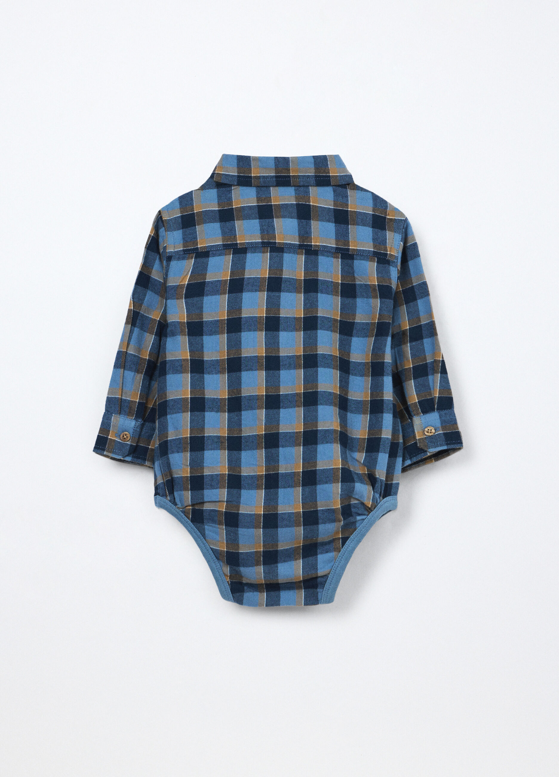 Body-camicia in flanella di puro cotone neonato