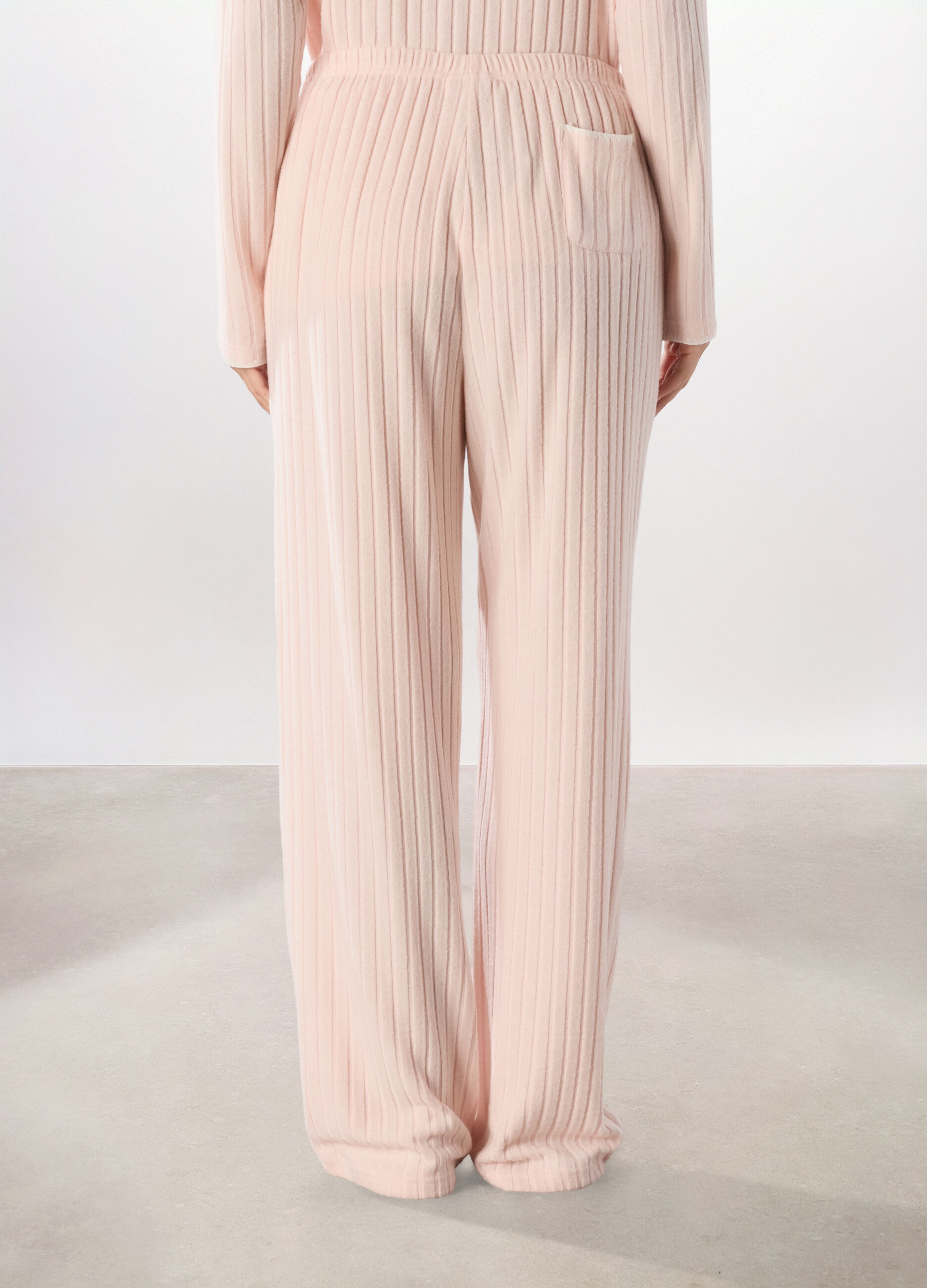 Pantalone pigiama lungo a coste donna_2