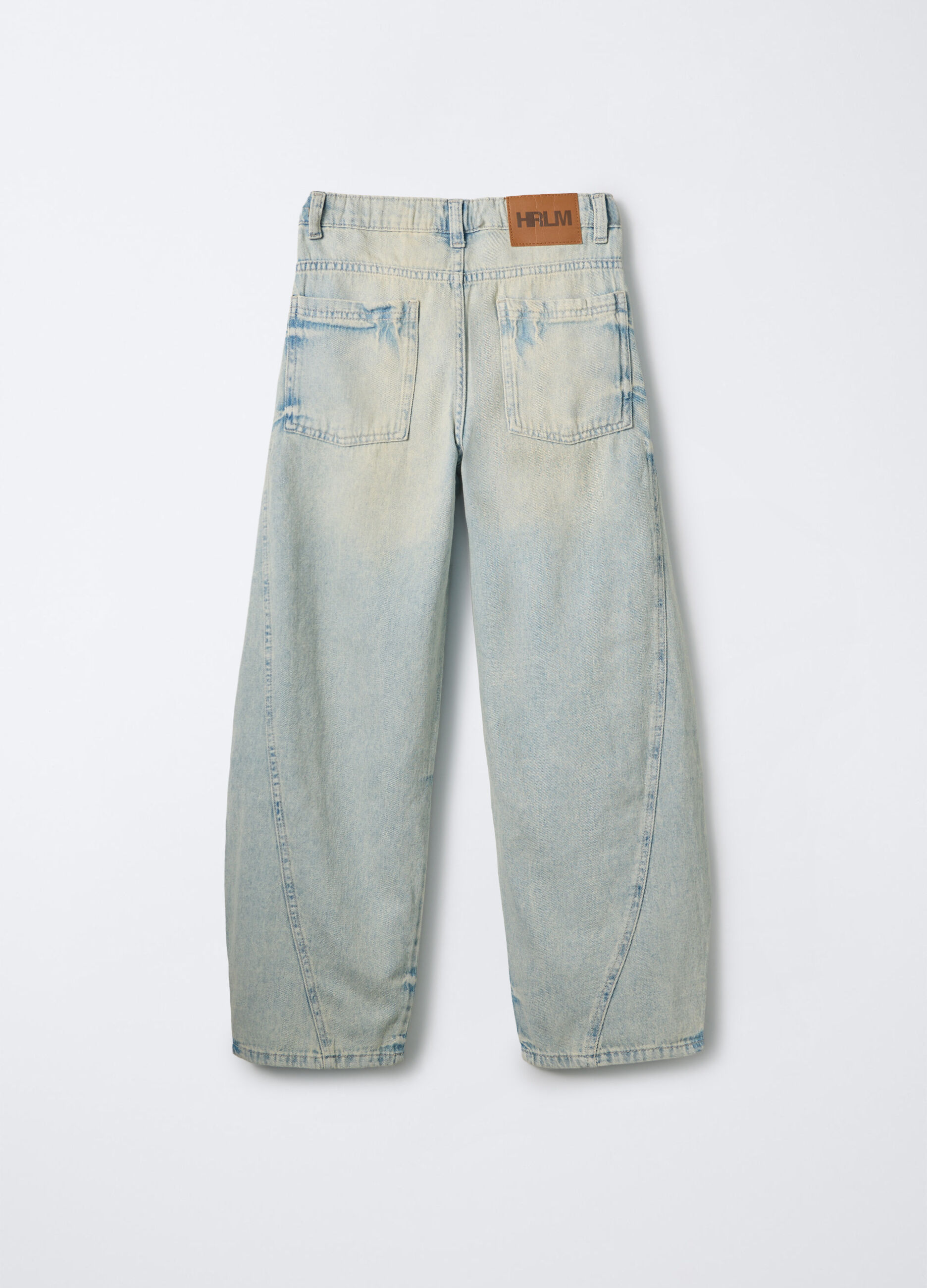 Jeans barrel fit in denim di puro cotone ragazzo_1