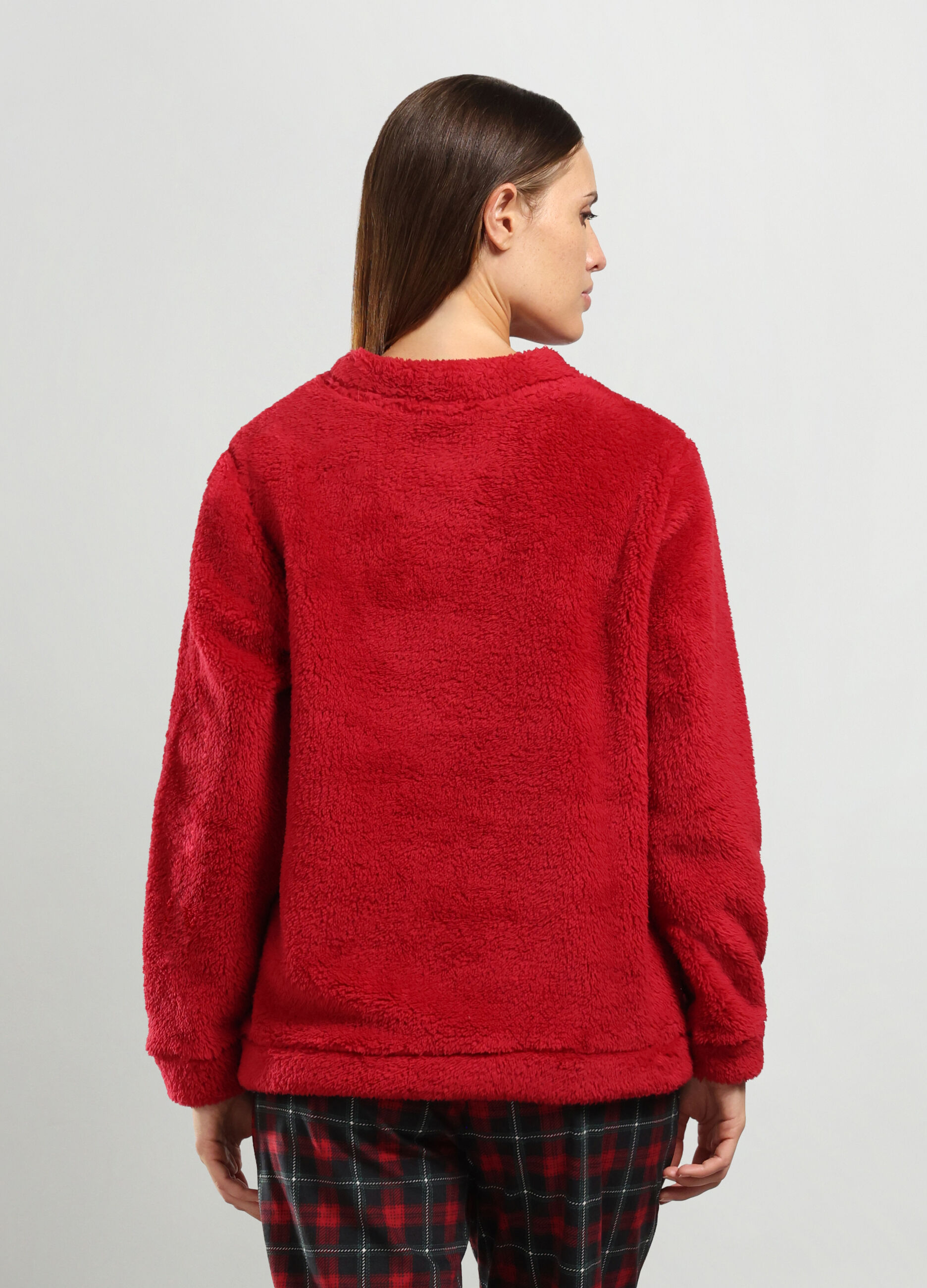 Maglia pigiama lungo effetto eco fur donna_1