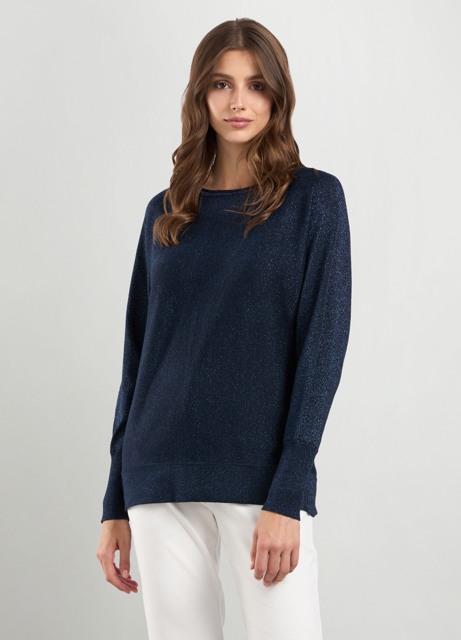 Tricot kimono in misto viscosa e filo lurex donna_0