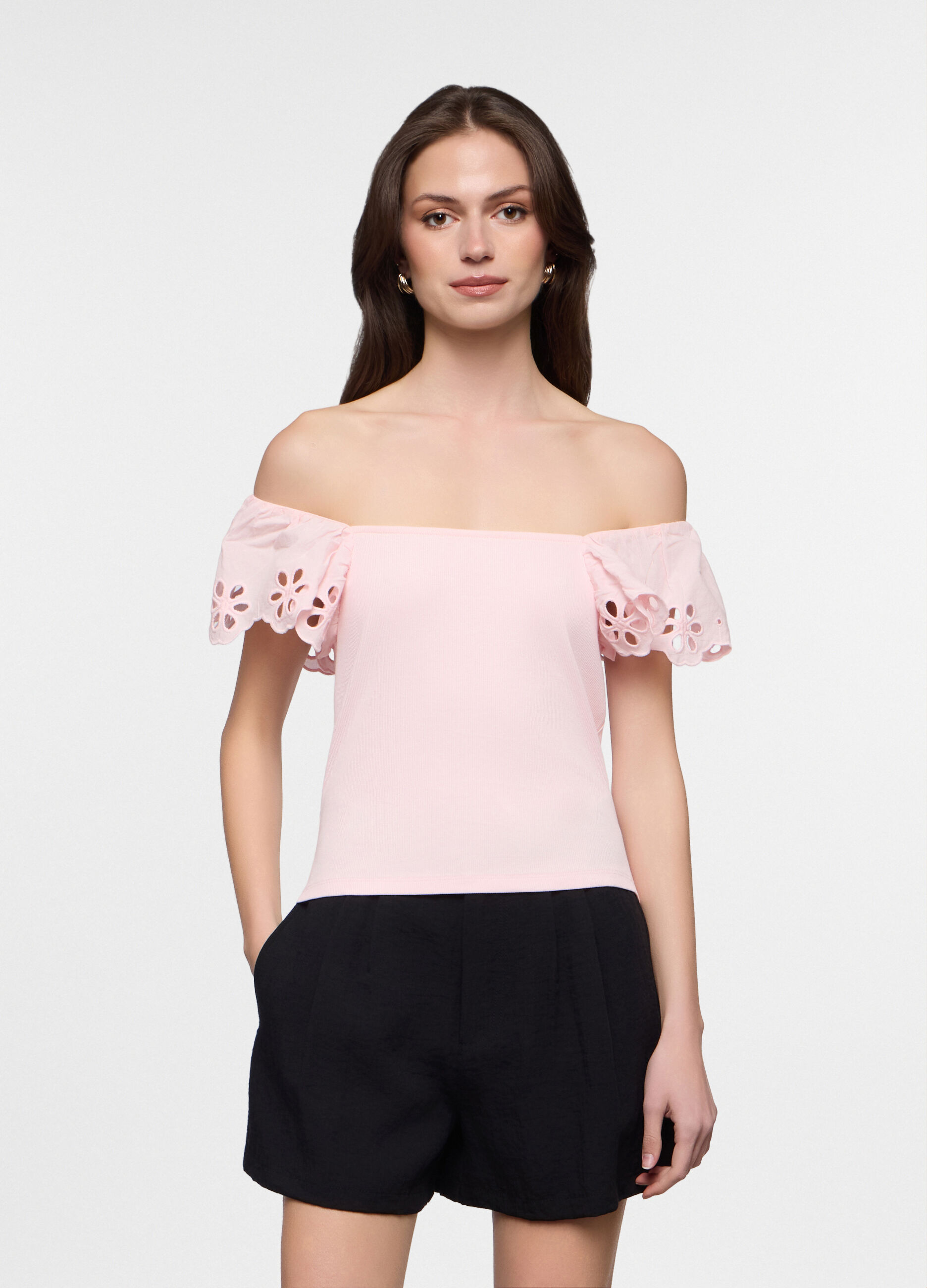 T-shirt con scollo dritto stretch donna_0