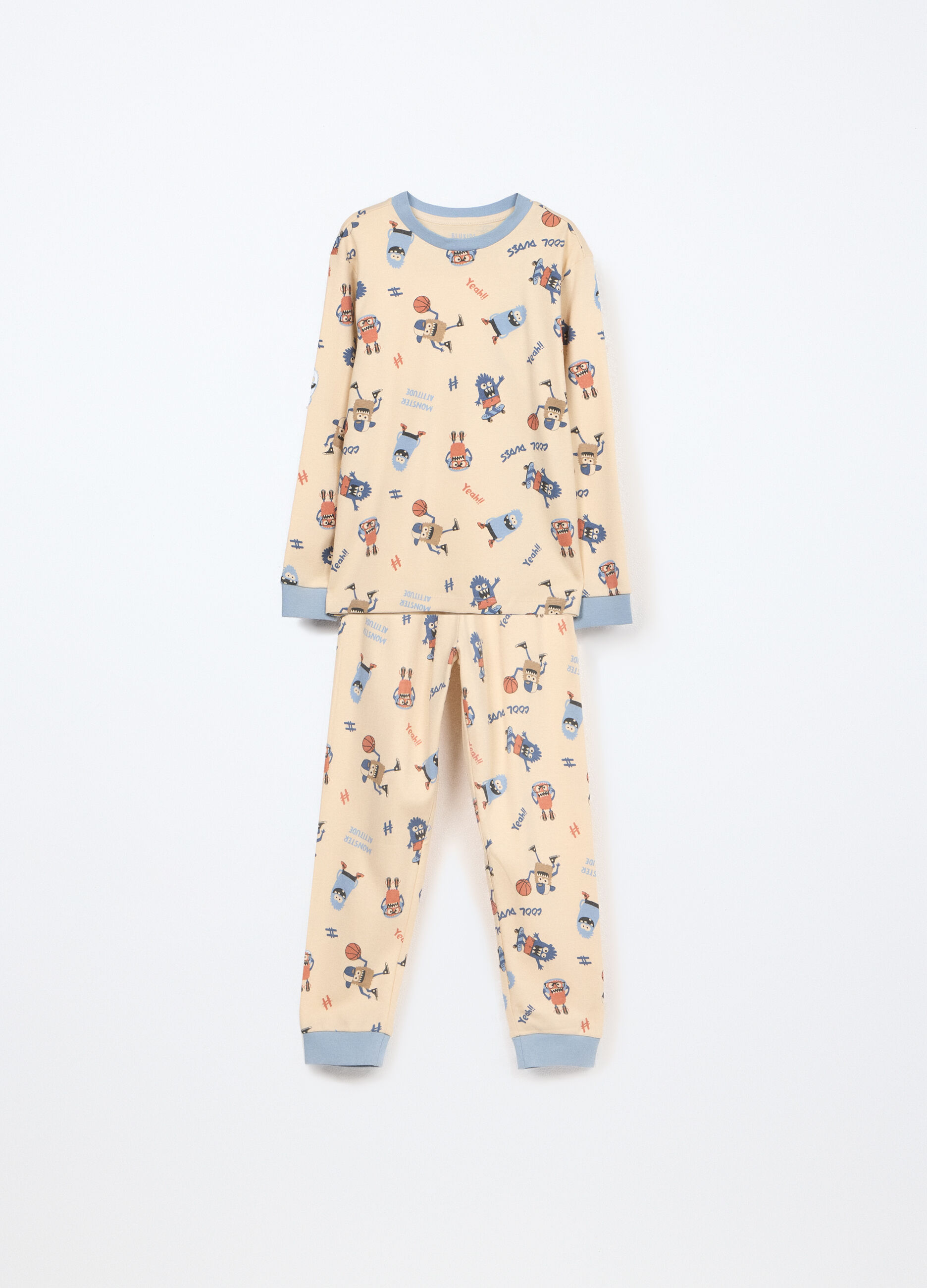 Set pigiama lungo in interlock di puro cotone bambino_0