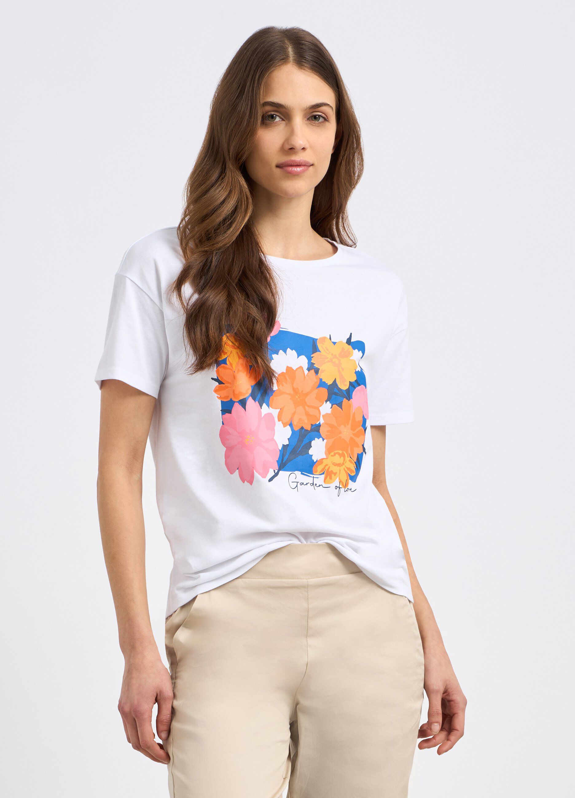 T-shirt in puro cotone con stampa donna_0