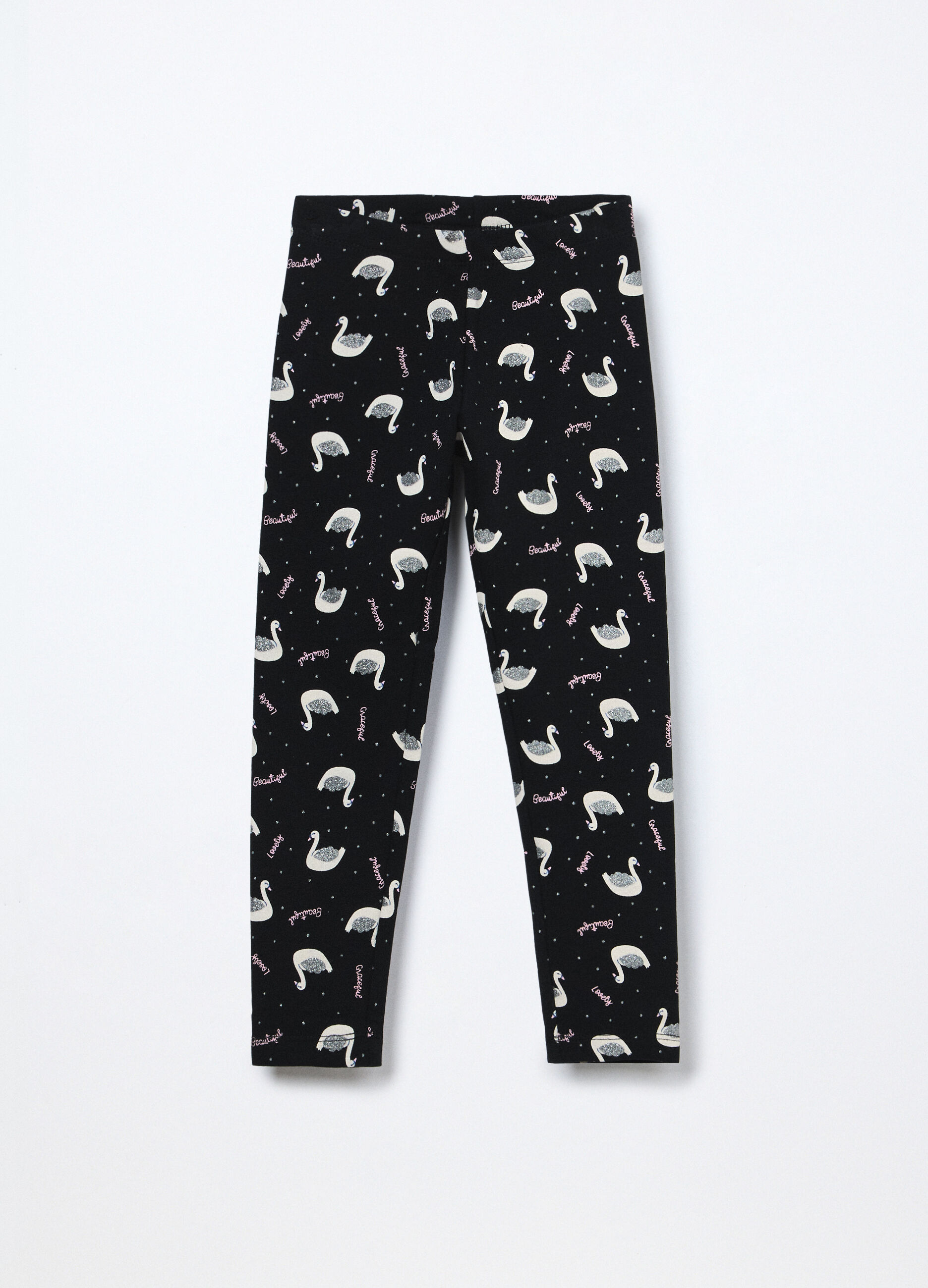Leggings in french terry di cotone stretch bambina_0