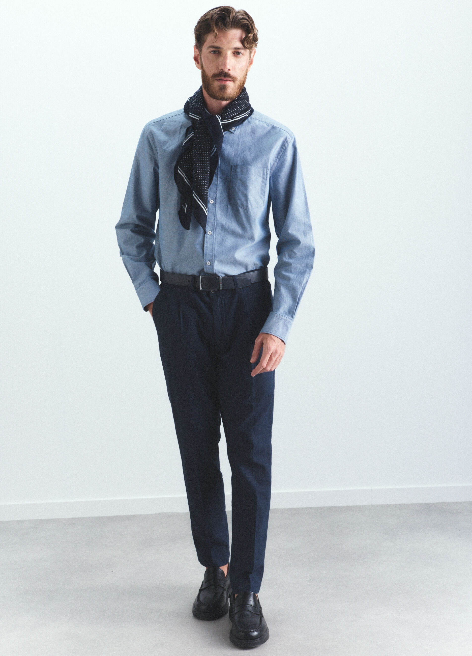 Camicia regular fit in cotone a righe uomo