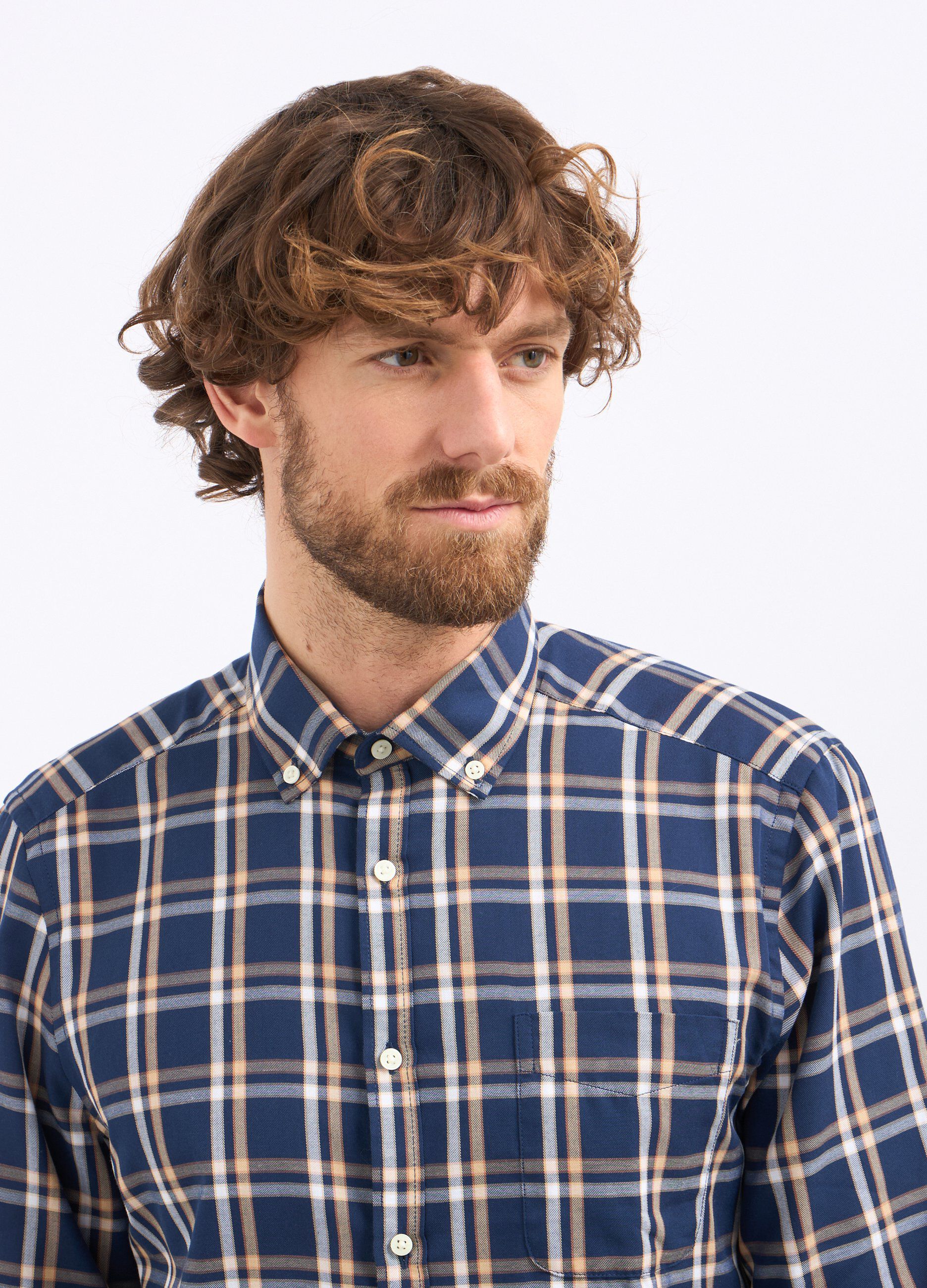 Camicia a quadri in misto cotone uomo_2