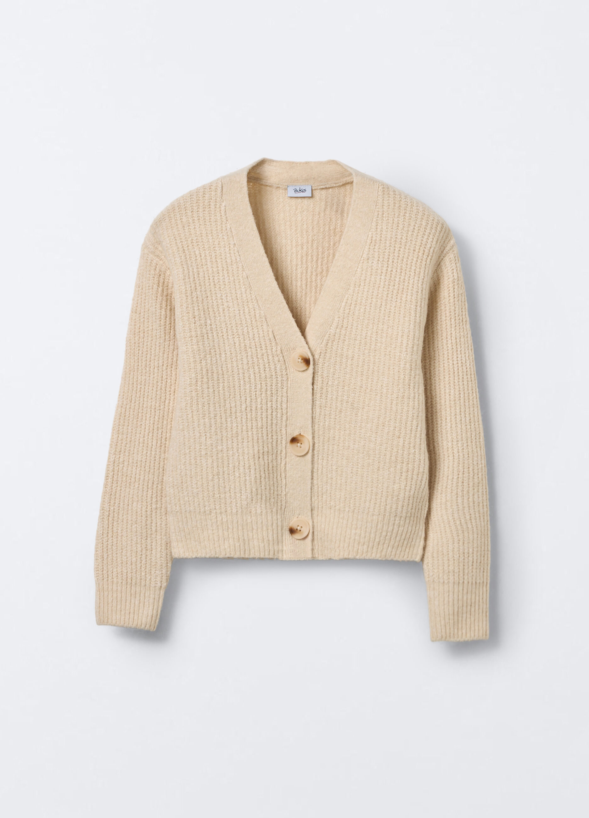 Cardigan Fit Overt con scollo a V misto lana ragazza_0
