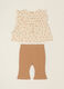 Completo beige da neonata in puro cotone con stampa floreale_1