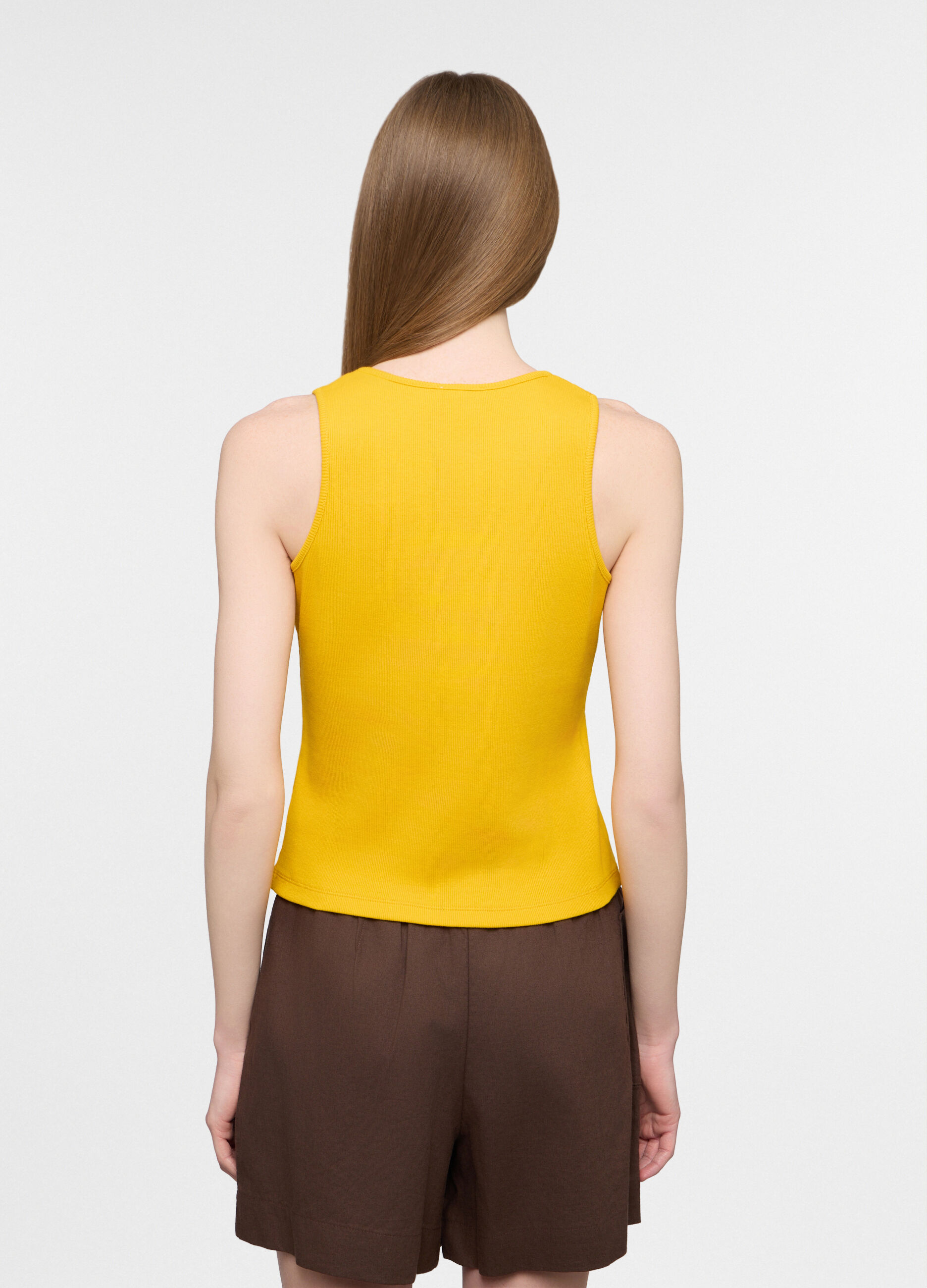 Canotta con scollo rotondo stretch donna_1