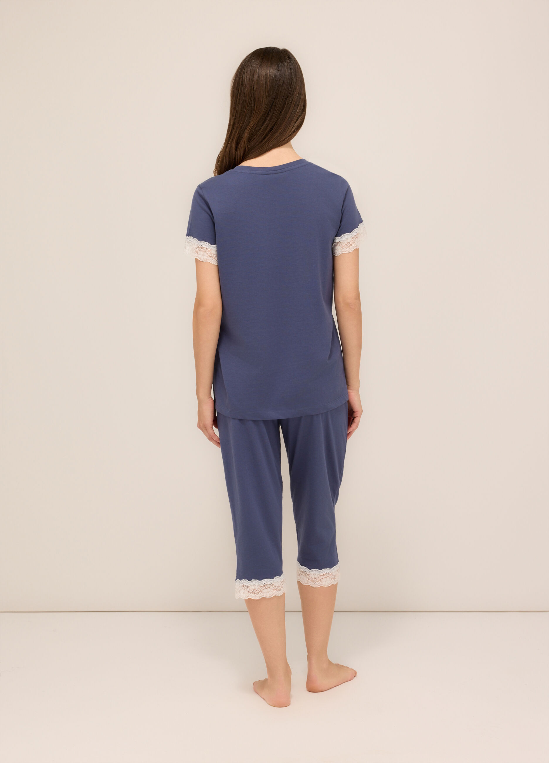 Set pigiama corto in puro cotone donna