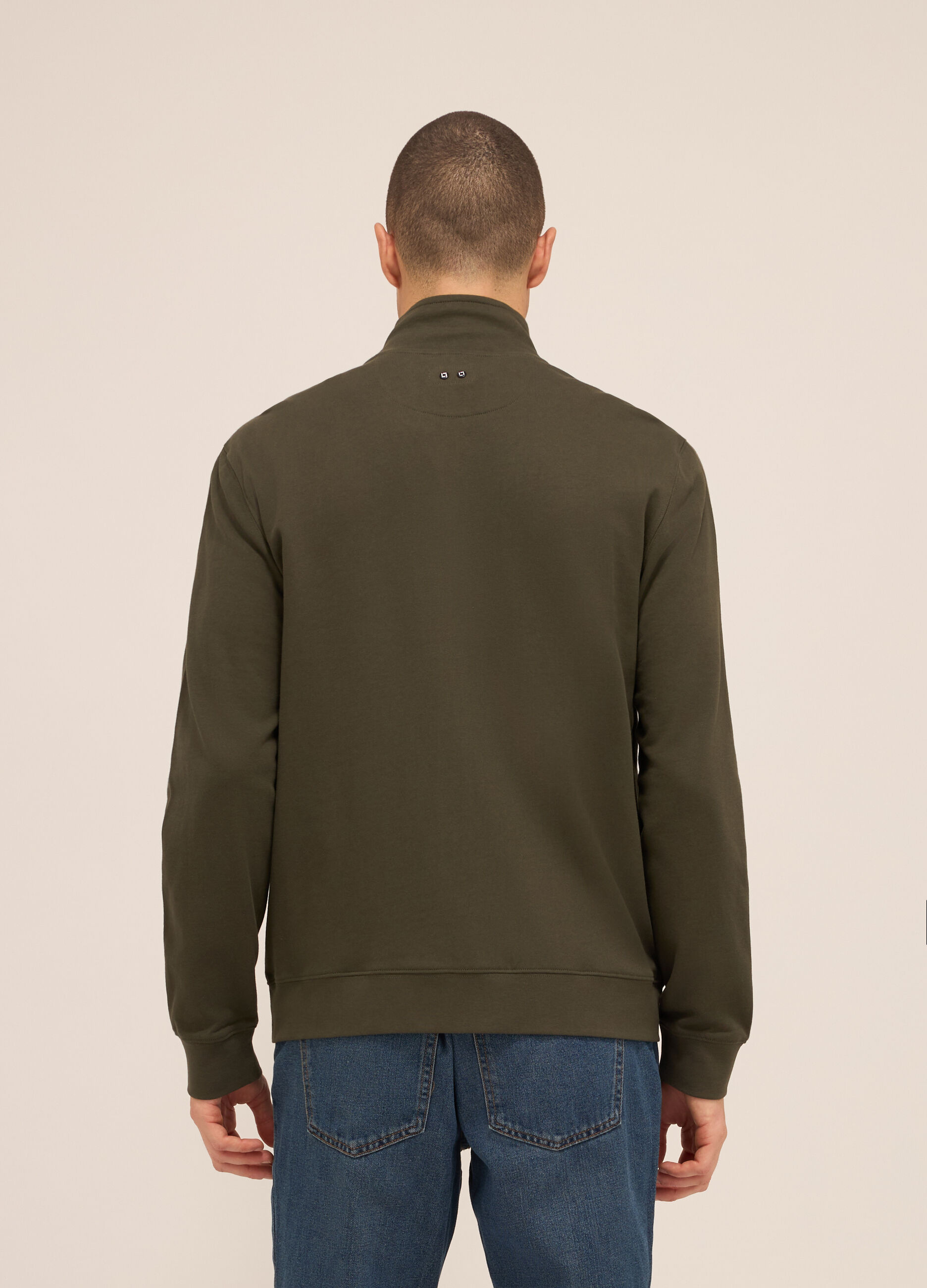 Felpa con zip in puro cotone uomo