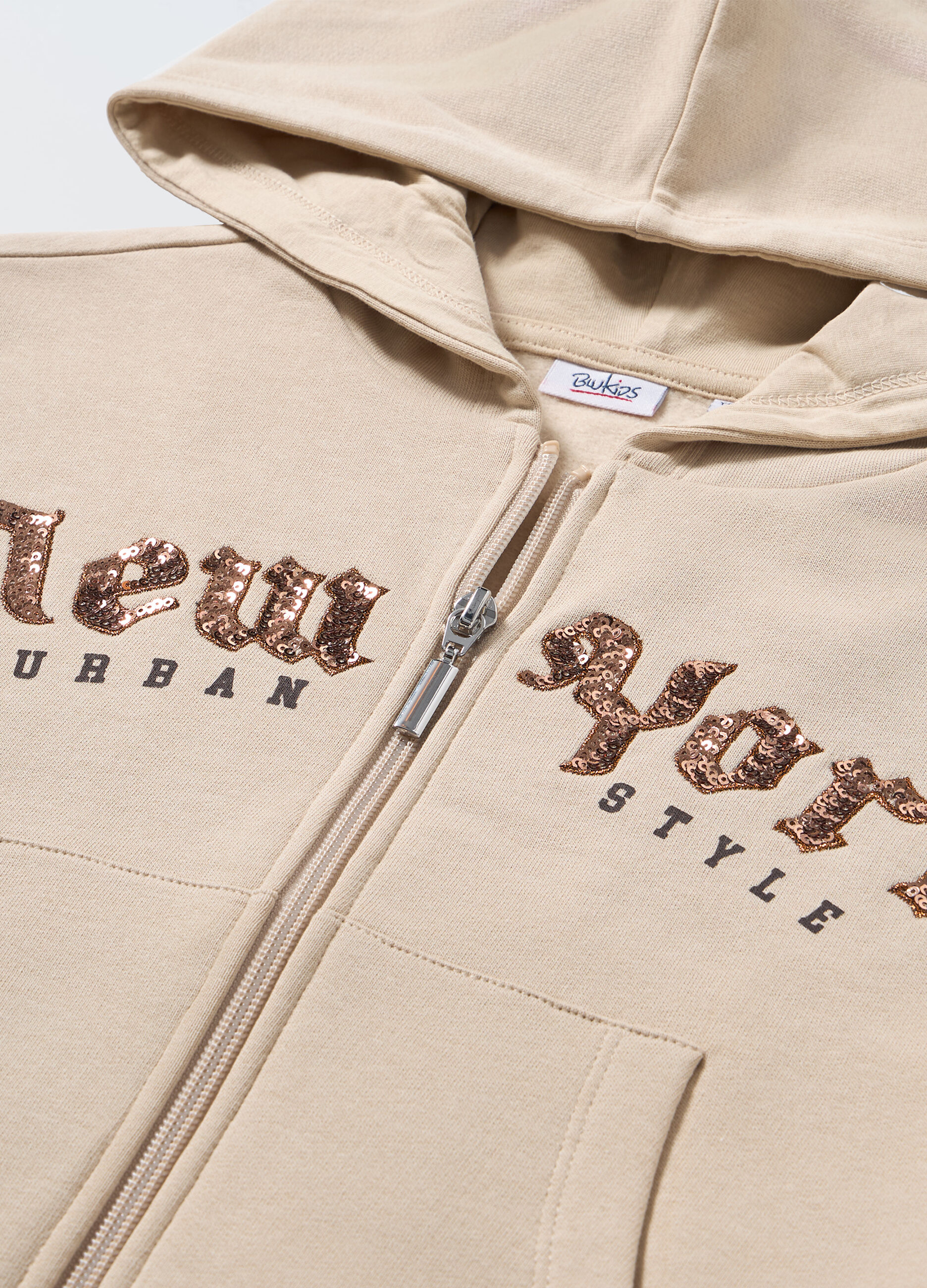 Felpa con zip e cappuccio in puro cotone ragazza_1