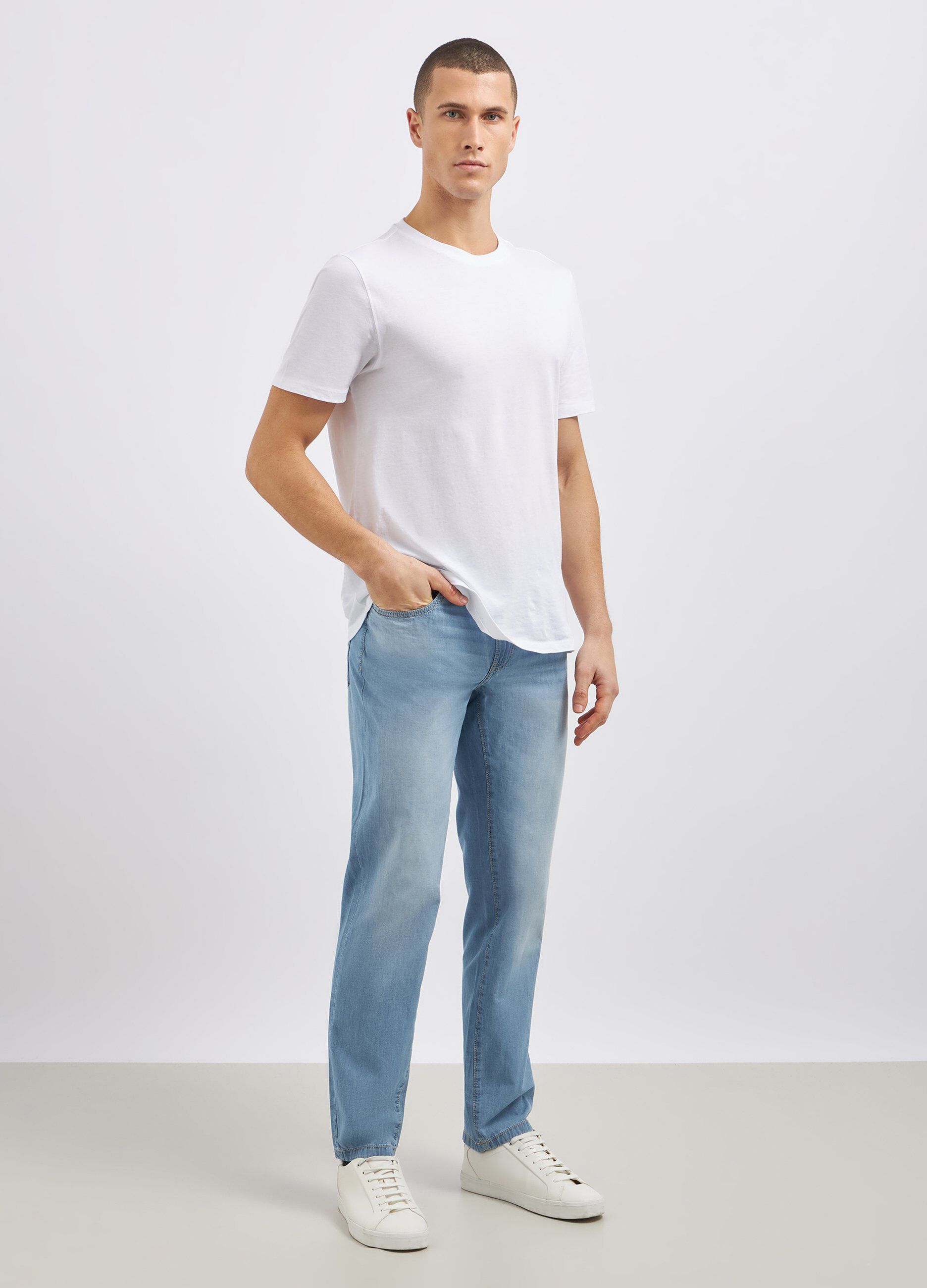 Jeans regular fit in puro cotone uomo_0