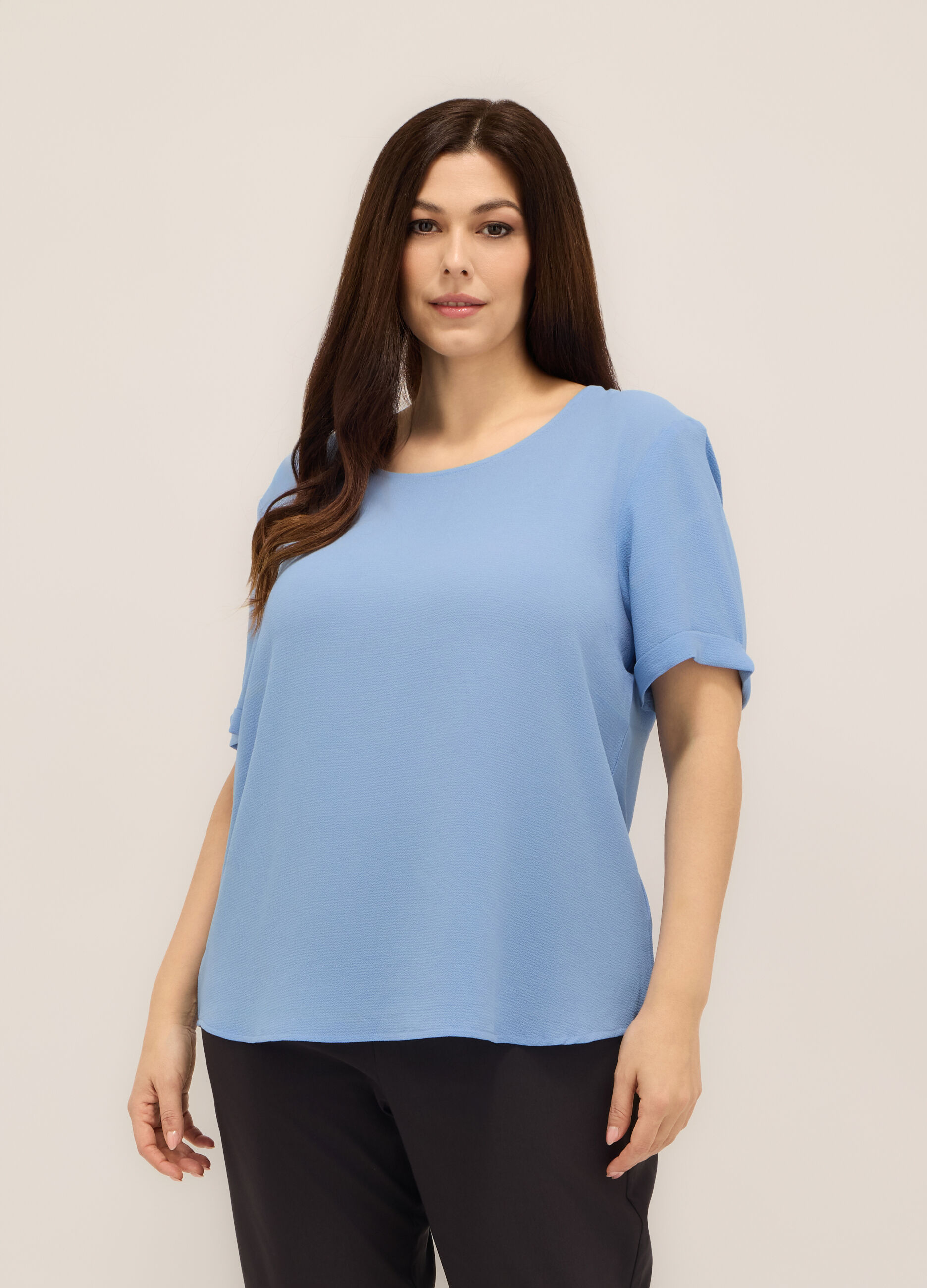 Blusa in tinta unita donna curvy_0