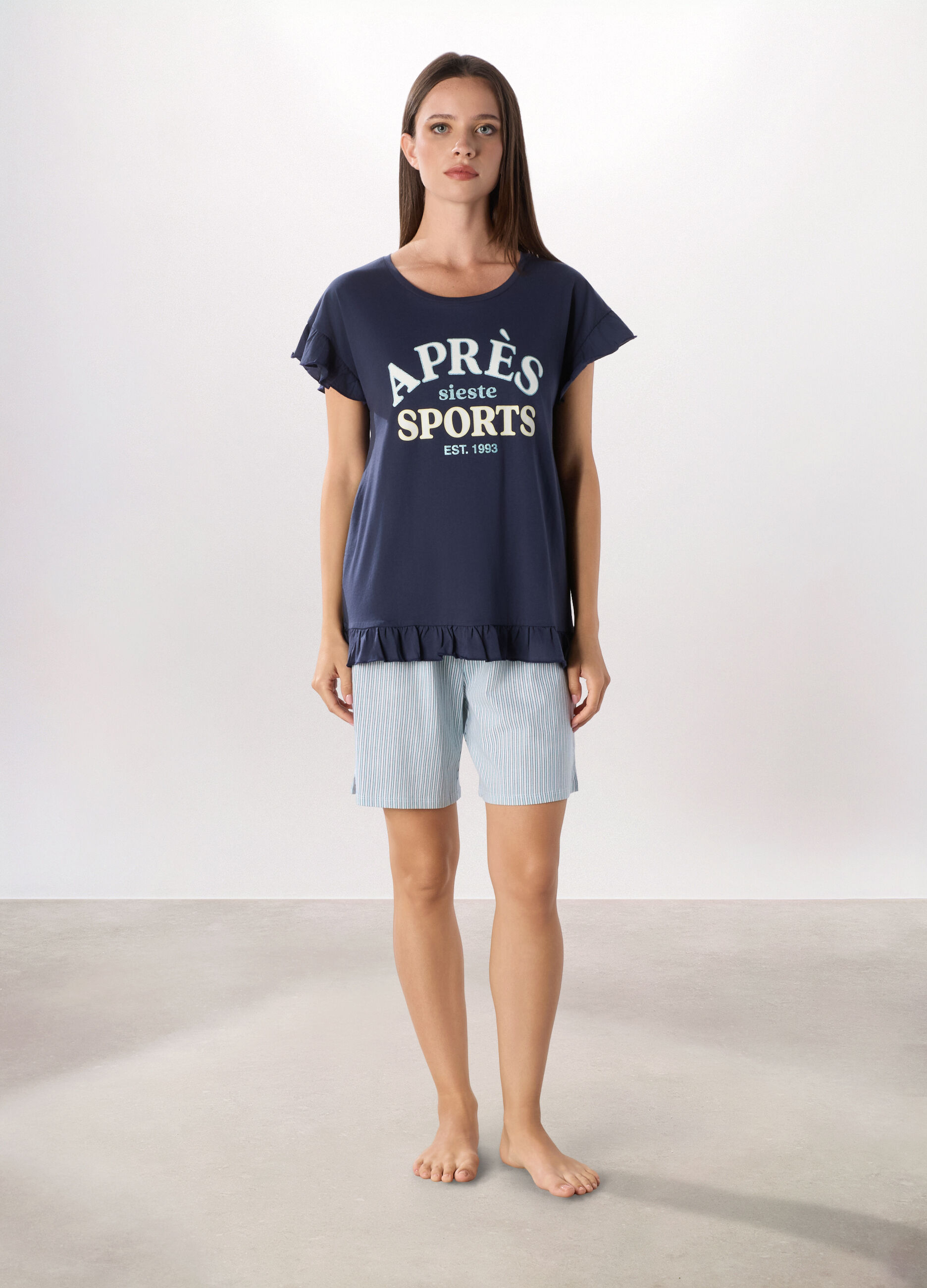 Set pigiama corto in puro cotone donna_0