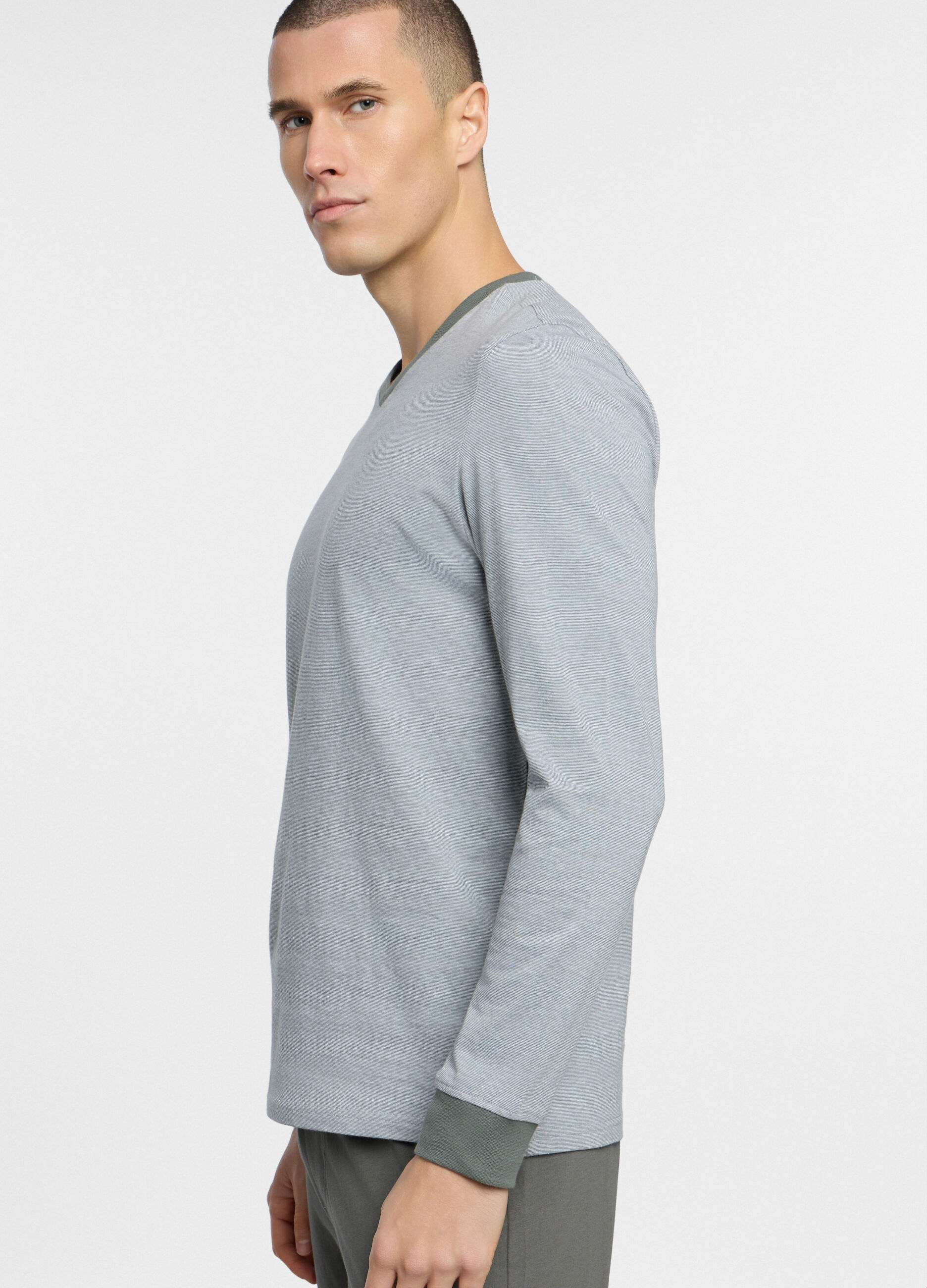 Pigiama lungo in jersey a righe uomo_2