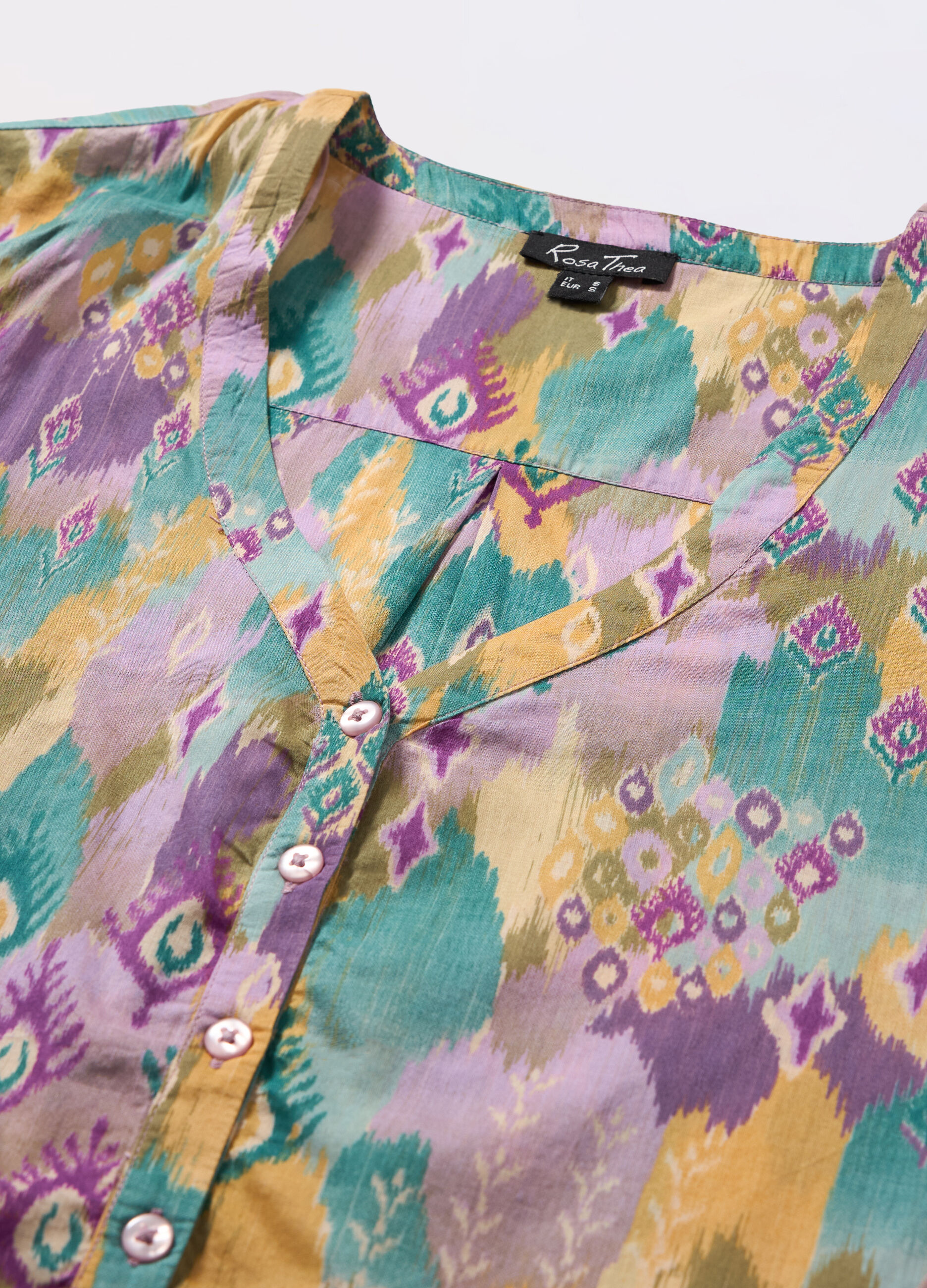 Blusa in puro cotone con stampa multicolor donna_1