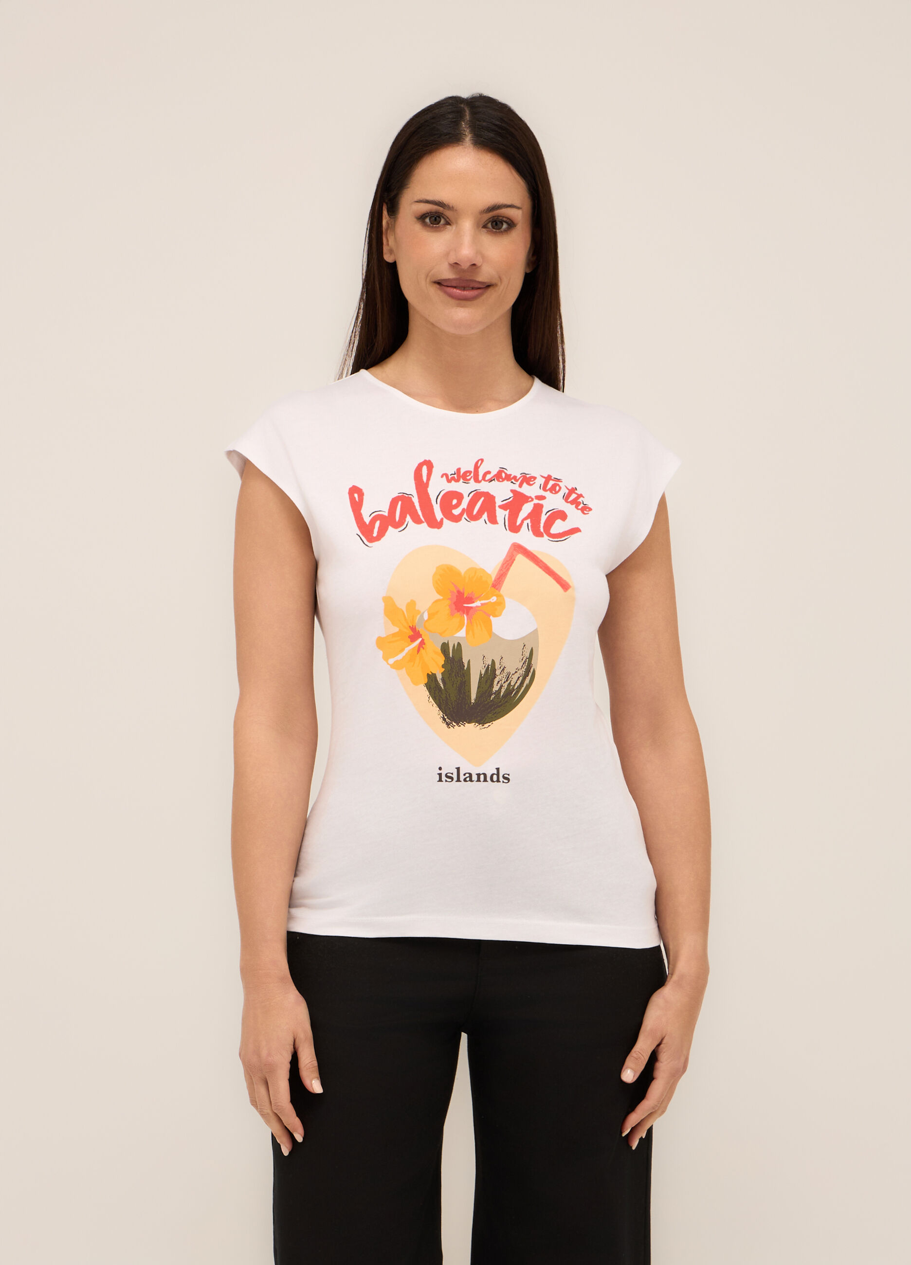 T-shirt in jersey di puro cotone donna_0