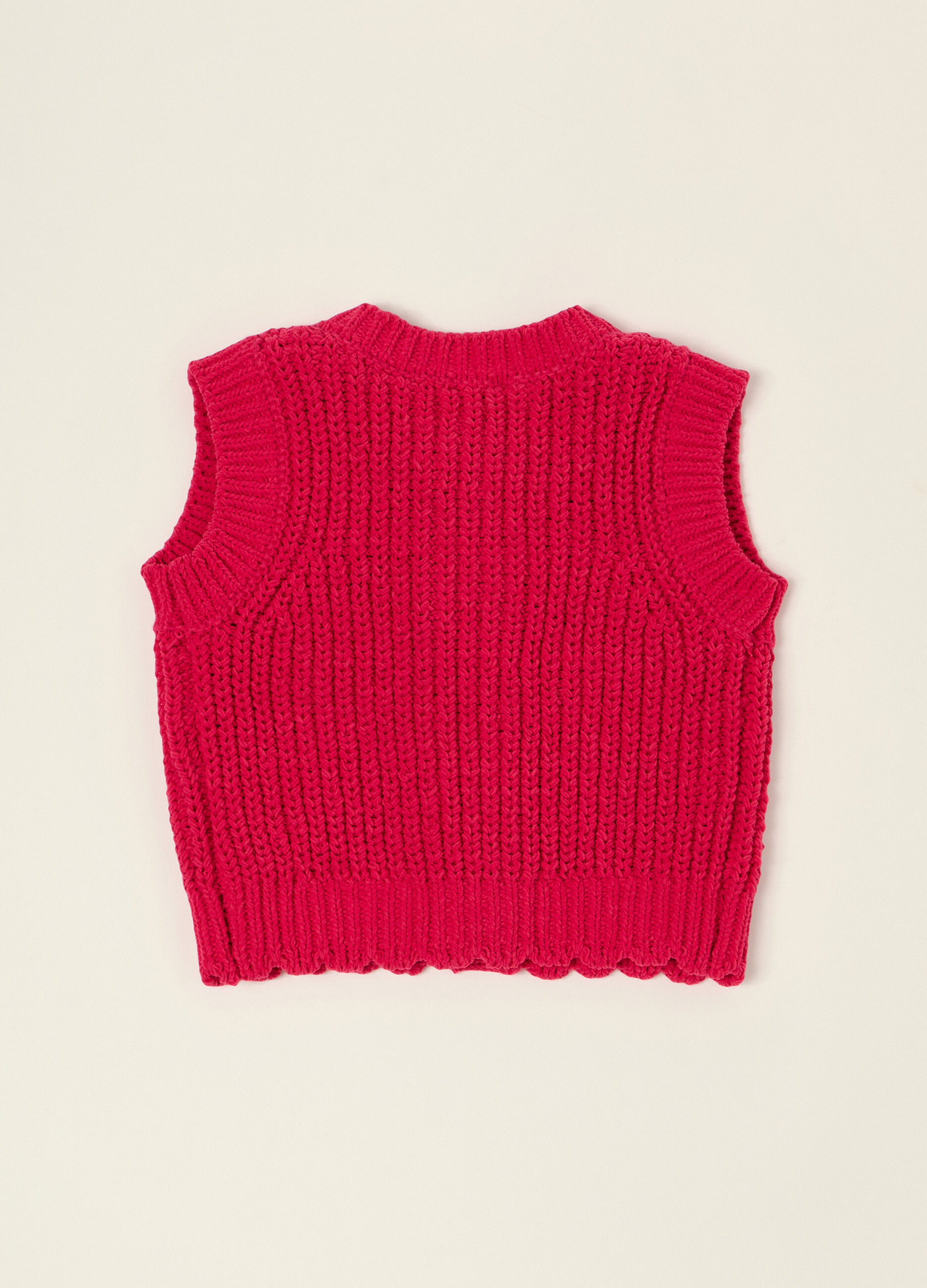 Cardigan rosso in maglia per neonata_1